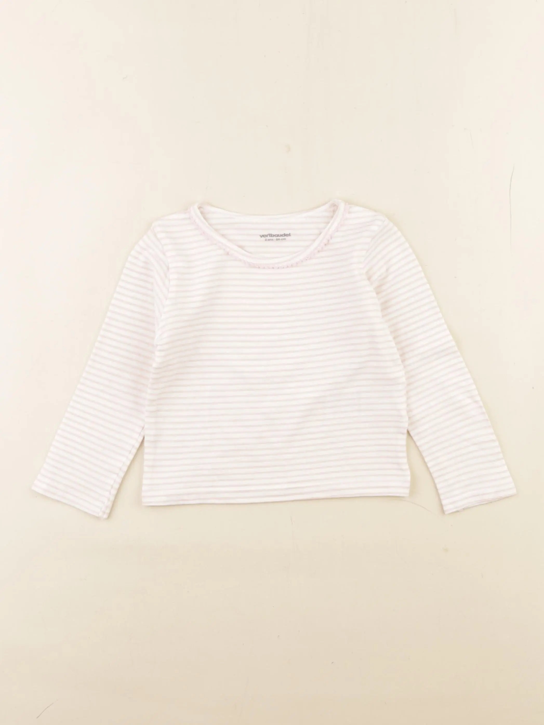 Vertbaudet - maillot de corps blanc, rose - 2 ans