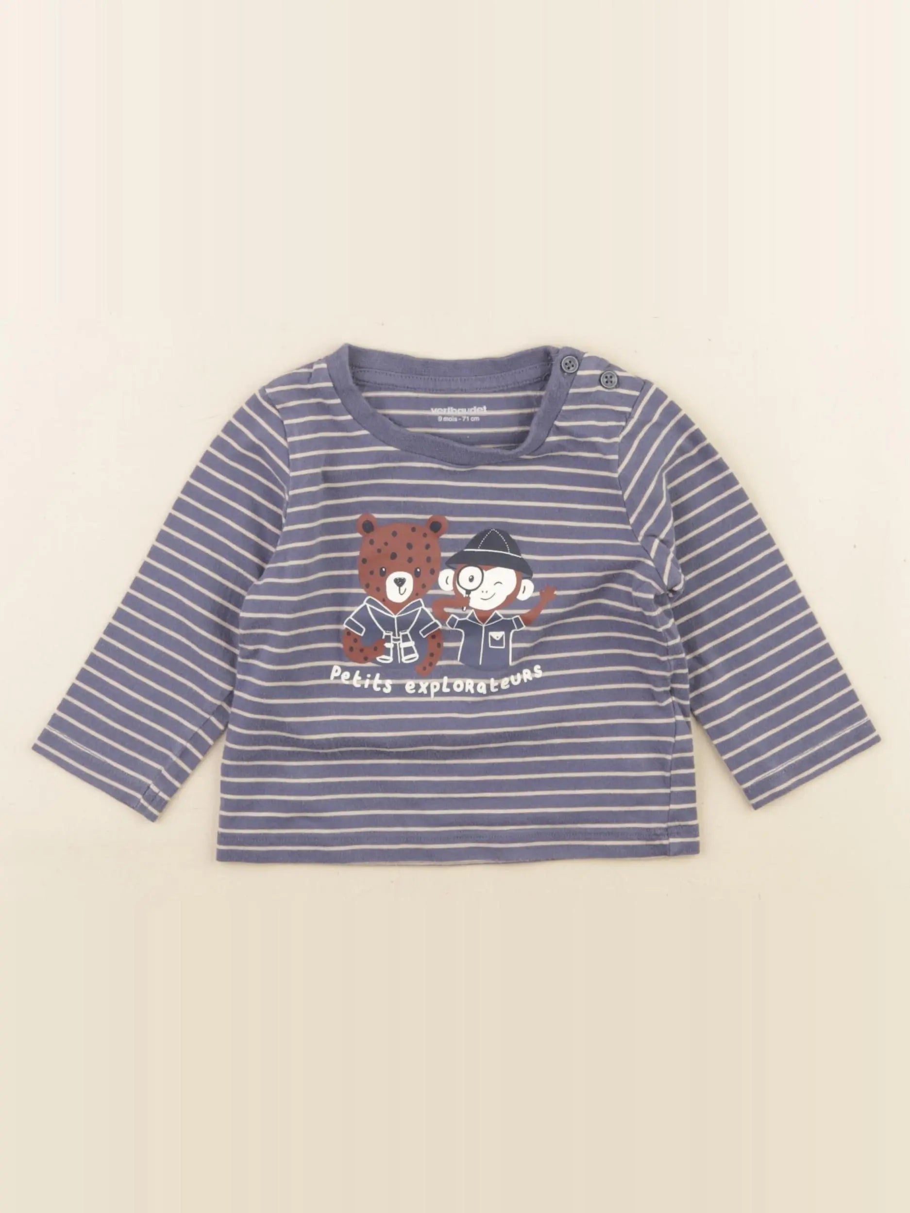 Vertbaudet - tee-shirt bleu - 9 mois