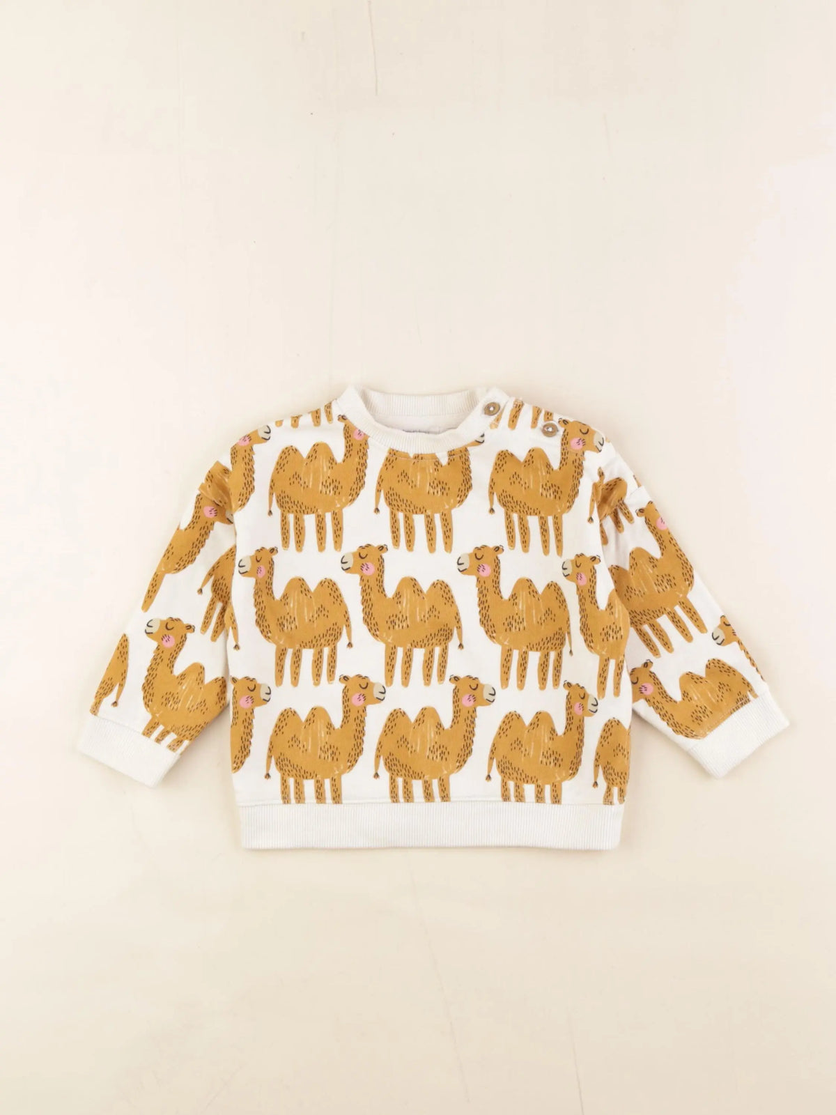 Boutchou - sweat blanc, marron - 12 mois