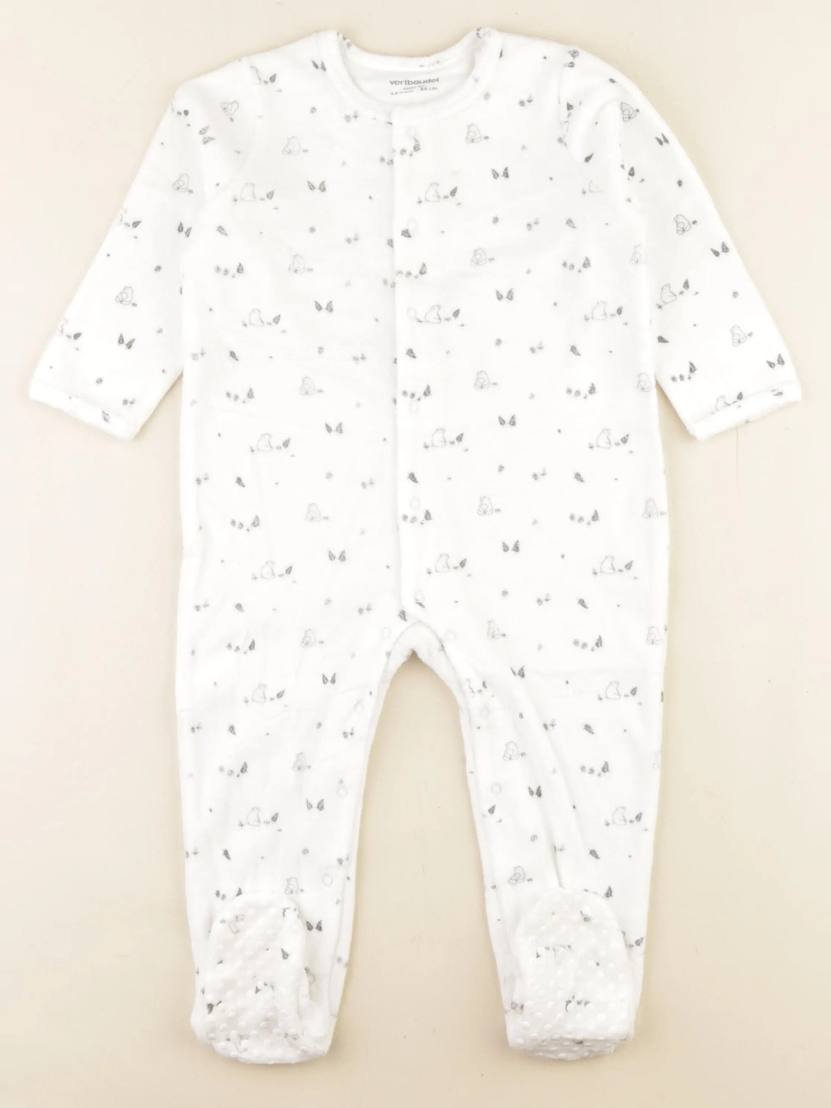 Vertbaudet - pyjama velours blanc - 24 mois