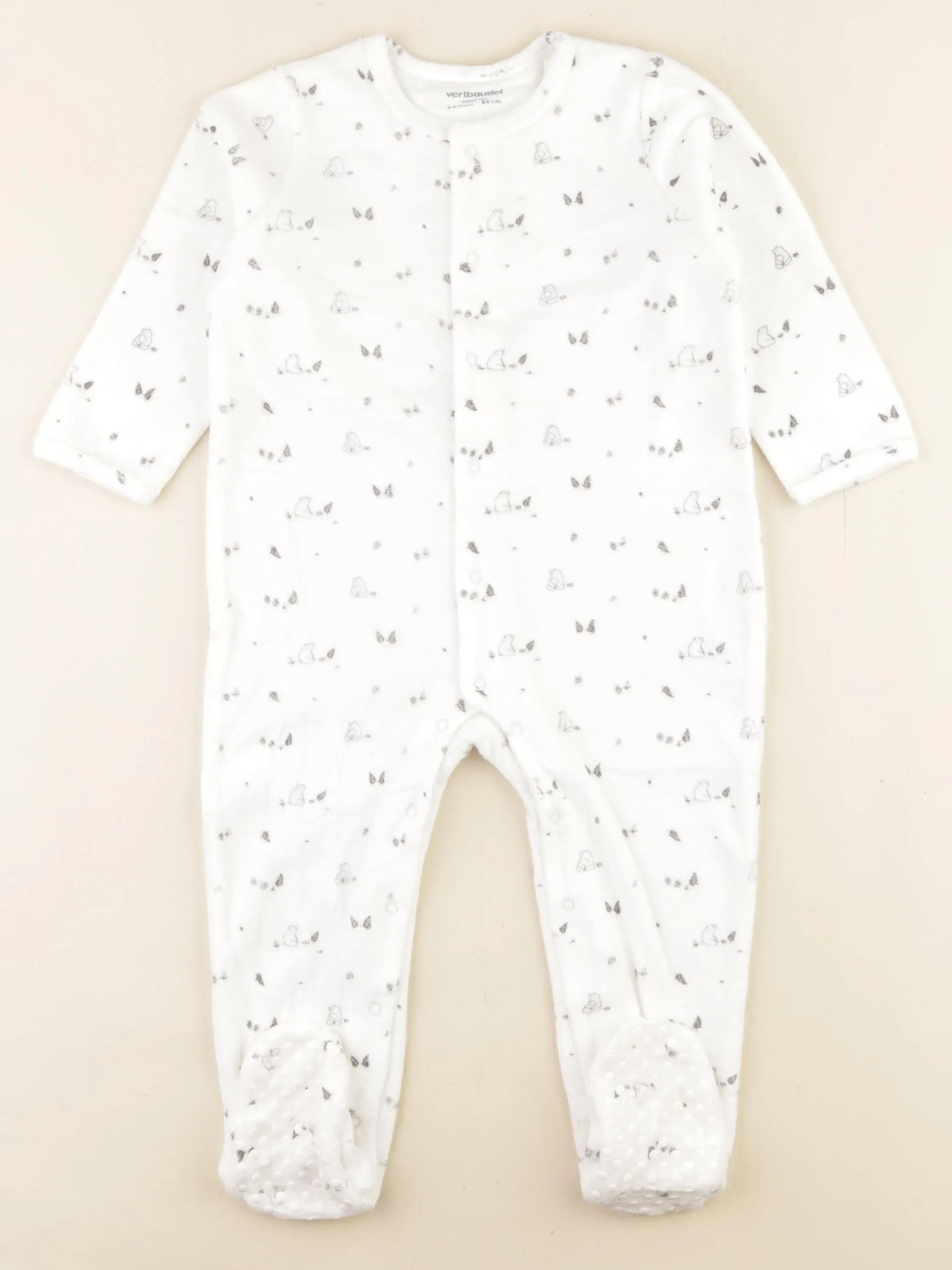 Vertbaudet - pyjama velours blanc - 24 mois