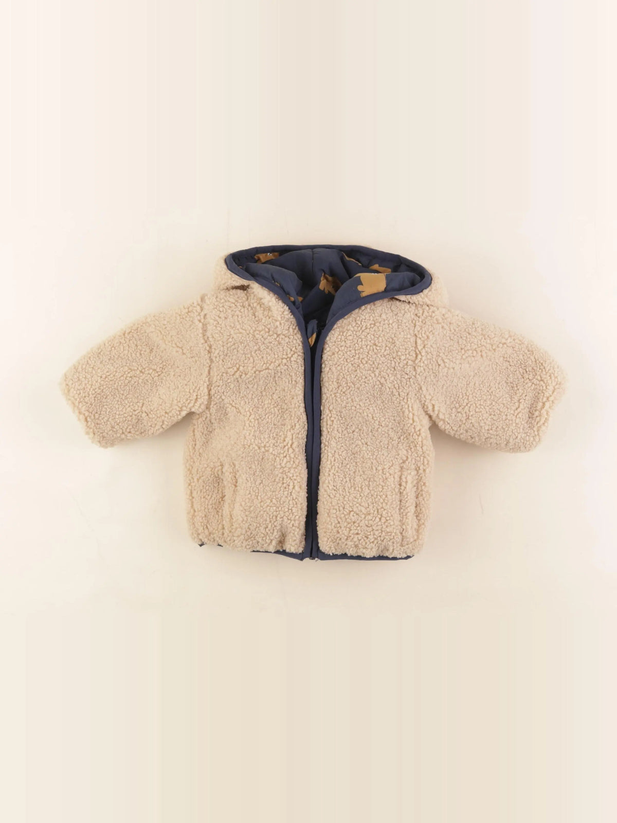 Tape à l'oeil - doudoune réversible bleu, marron - 3 mois