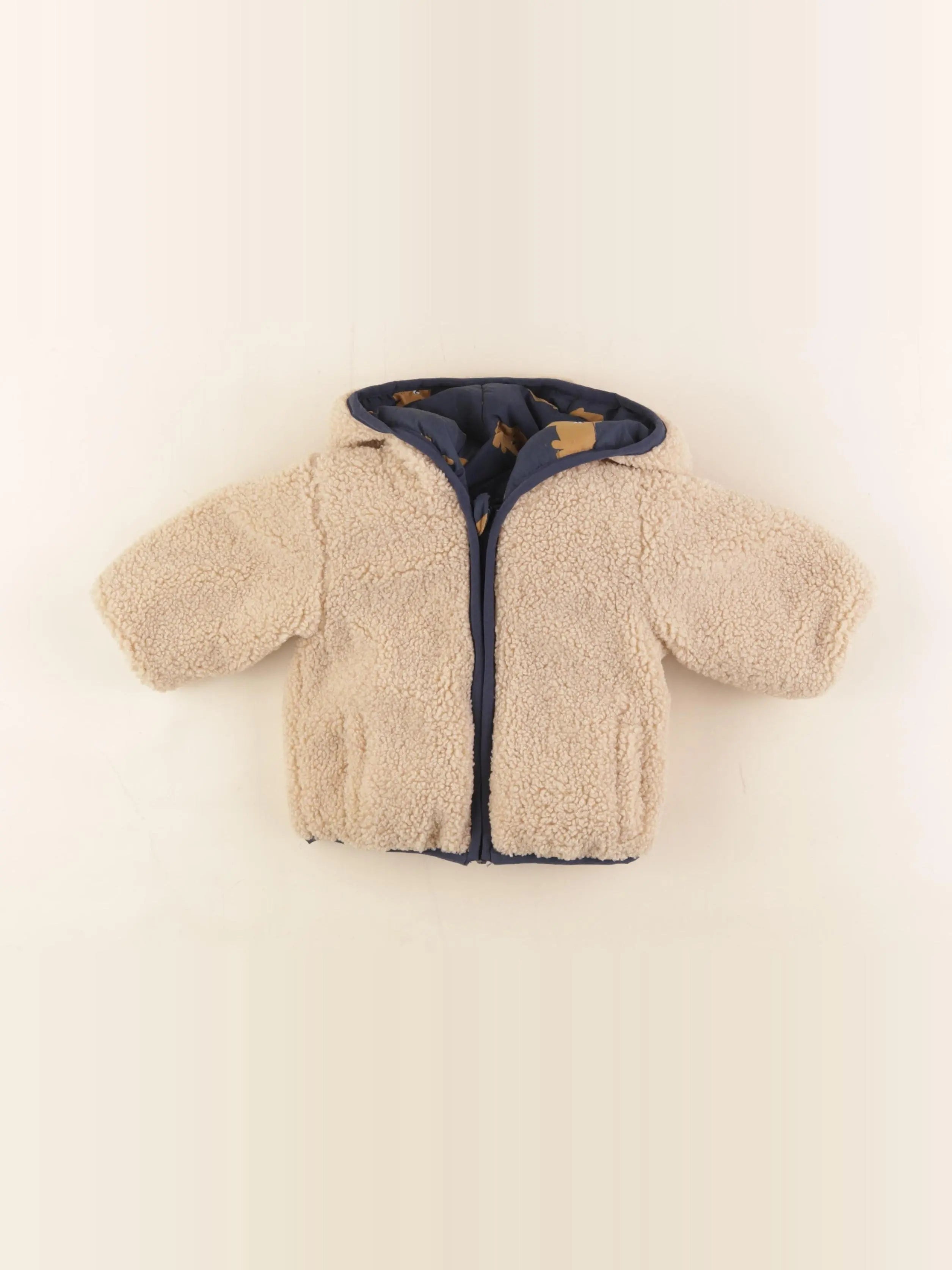 Tape à l'oeil - doudoune réversible bleu, marron - 3 mois