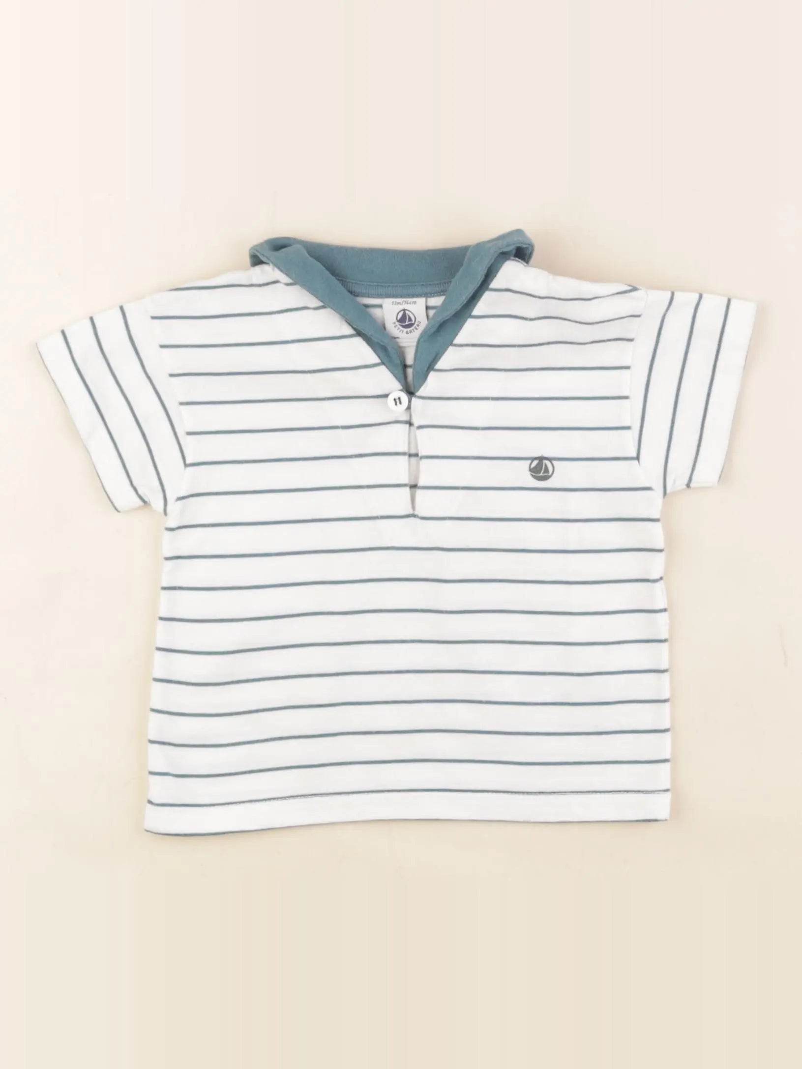 Petit Bateau - tee-shirt blanc, vert - 12 mois