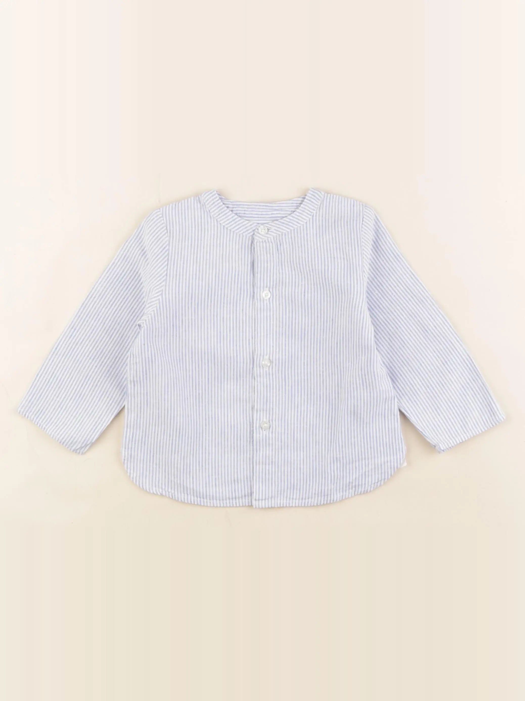 Cyrillus - chemise blanc, bleu - 12 mois