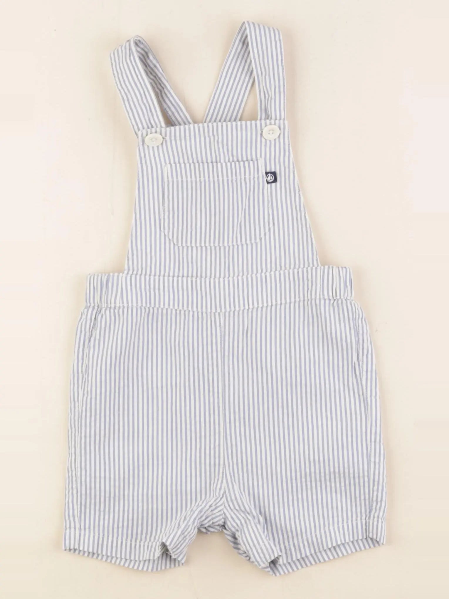 Petit Bateau - salopette blanc, bleu - 12 mois