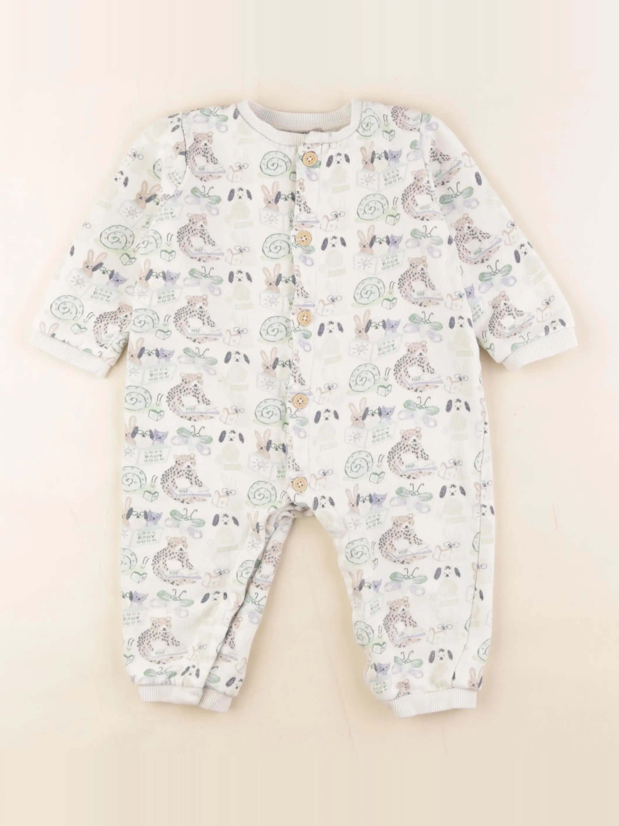 Boutchou - combinaison blanc, vert - 18 mois