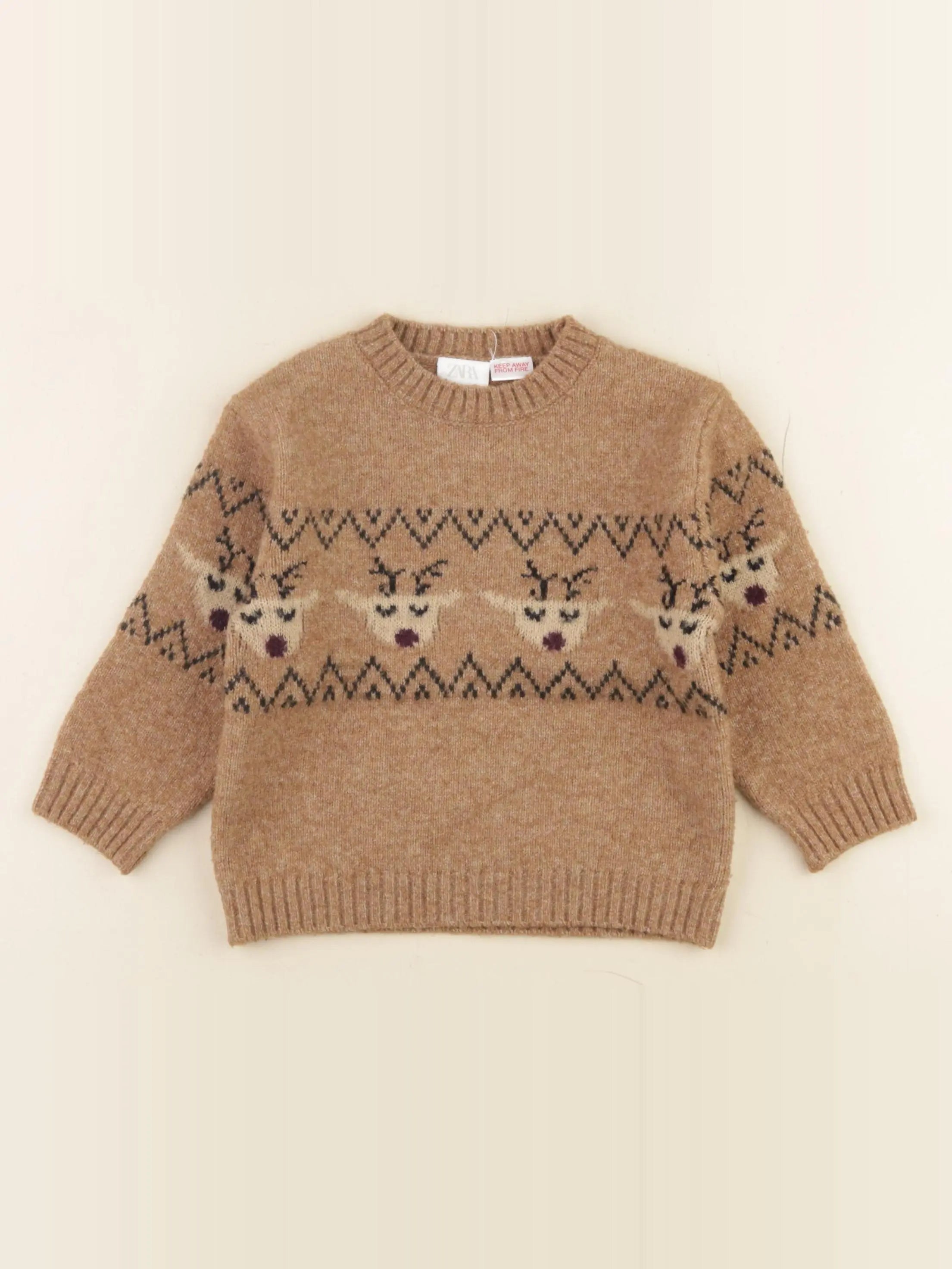 Zara - pull marron - 12/18 mois