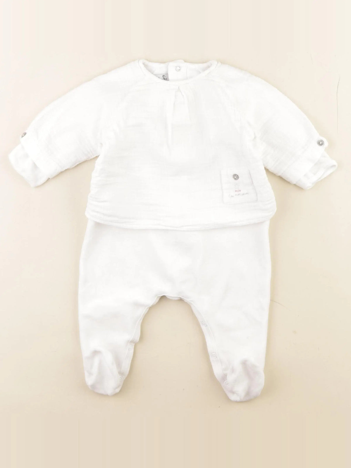 Petit Bateau - pyjama velours blanc - 3 mois