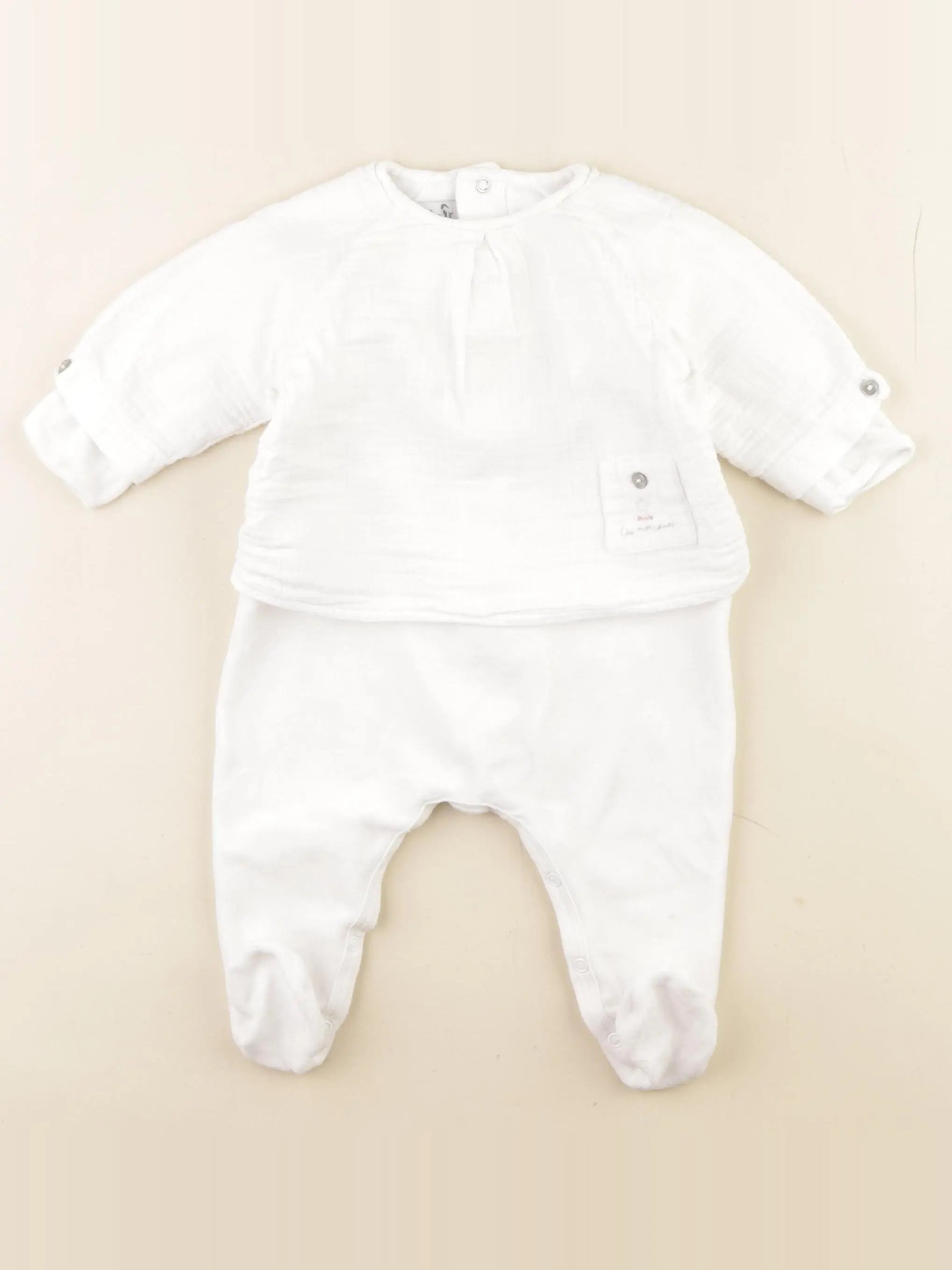 Petit Bateau - pyjama velours blanc - 3 mois