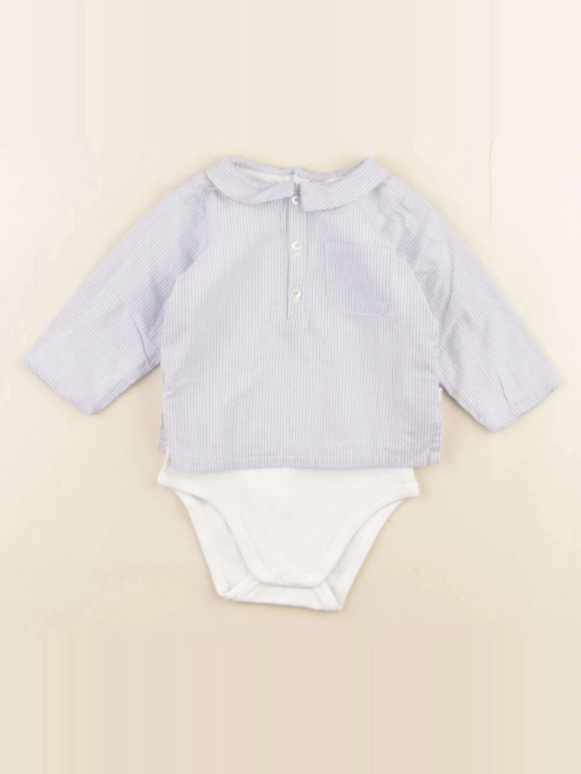 Jacadi - body blouse bleu - 6 mois