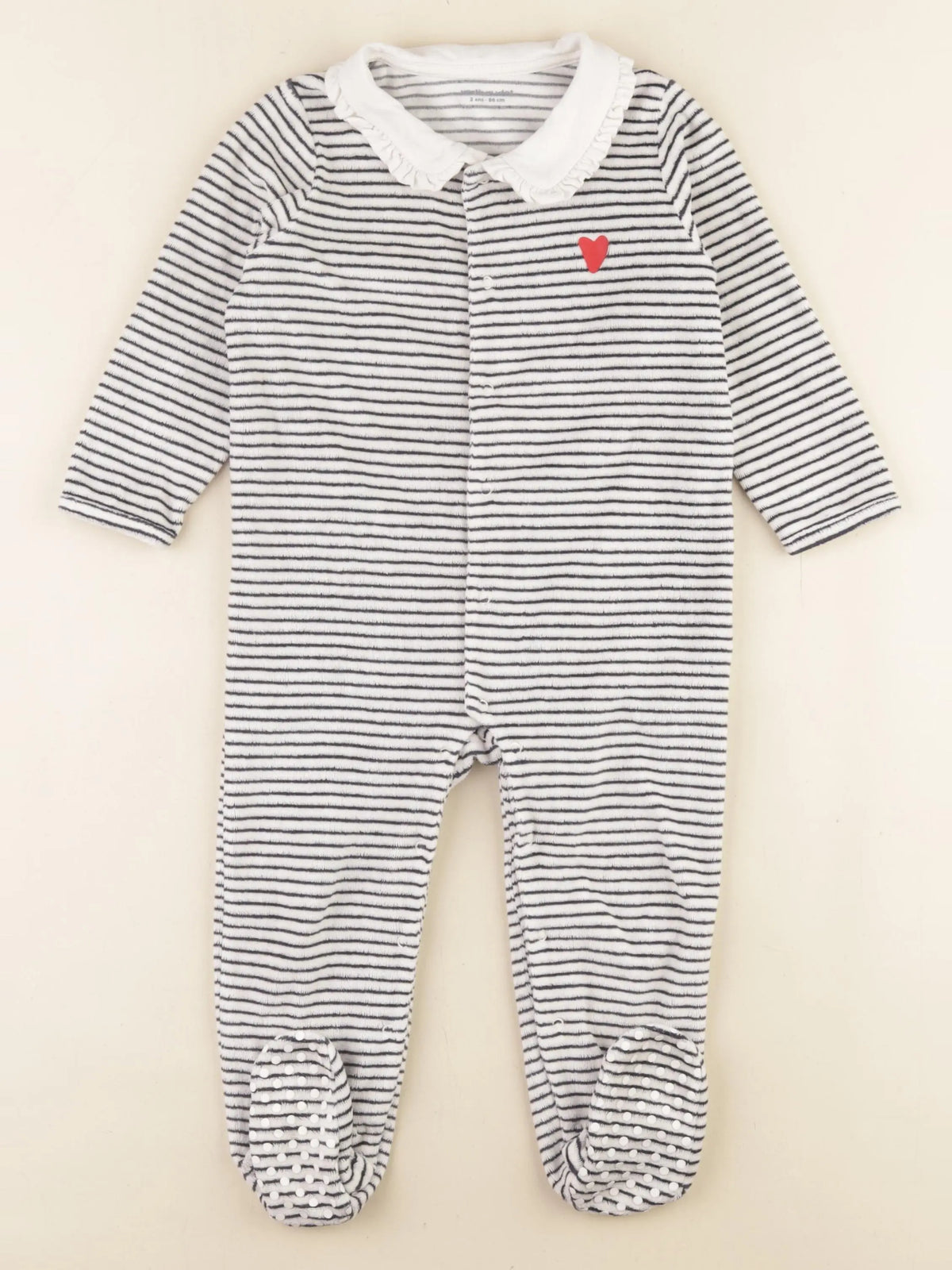 Vertbaudet - pyjama velours bleu, blanc - 2 ans