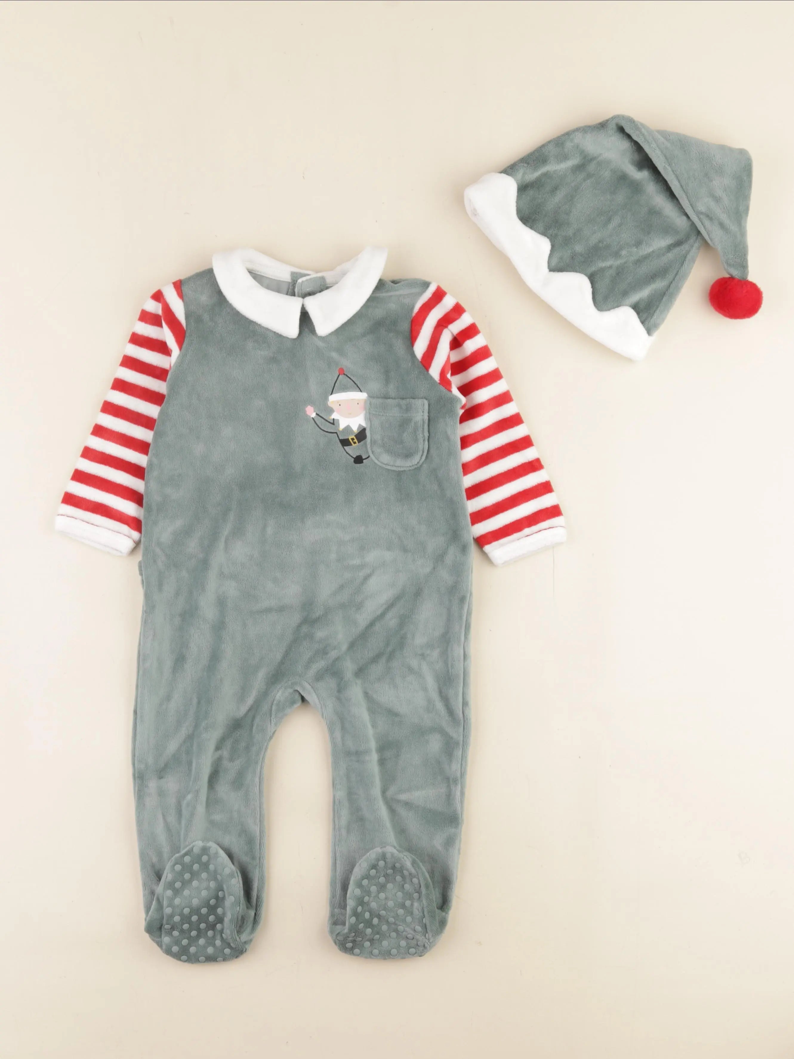Vertbaudet - pyjama velours vert - 12 mois