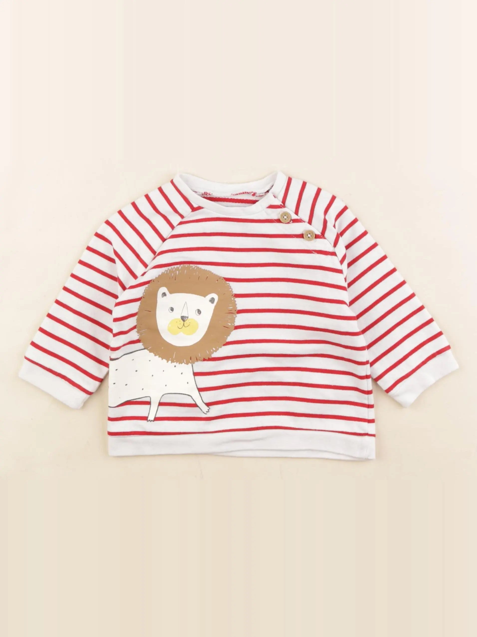 Vertbaudet - sweat blanc, rouge - 9 mois