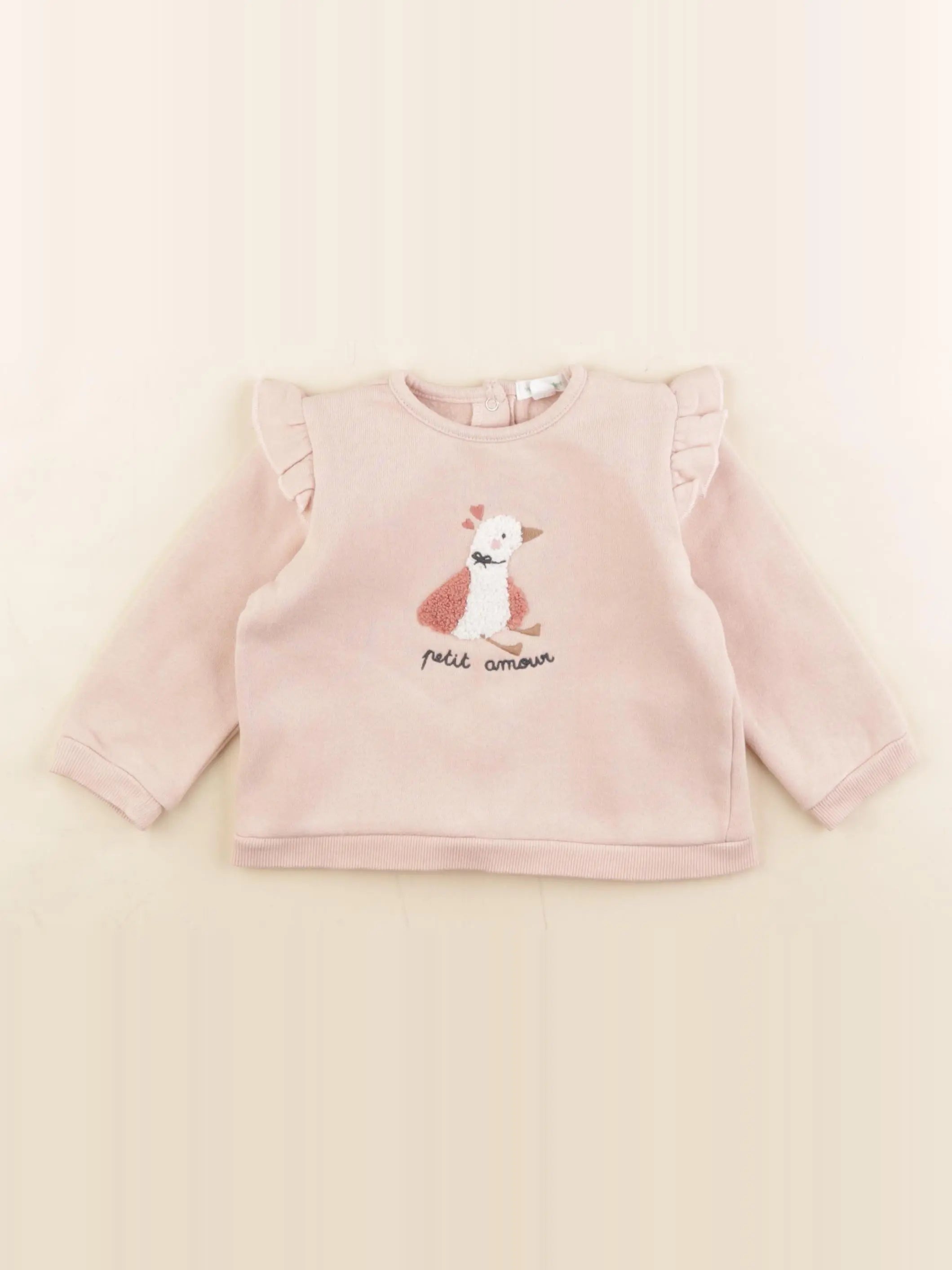 Vertbaudet - sweat rose - 12 mois