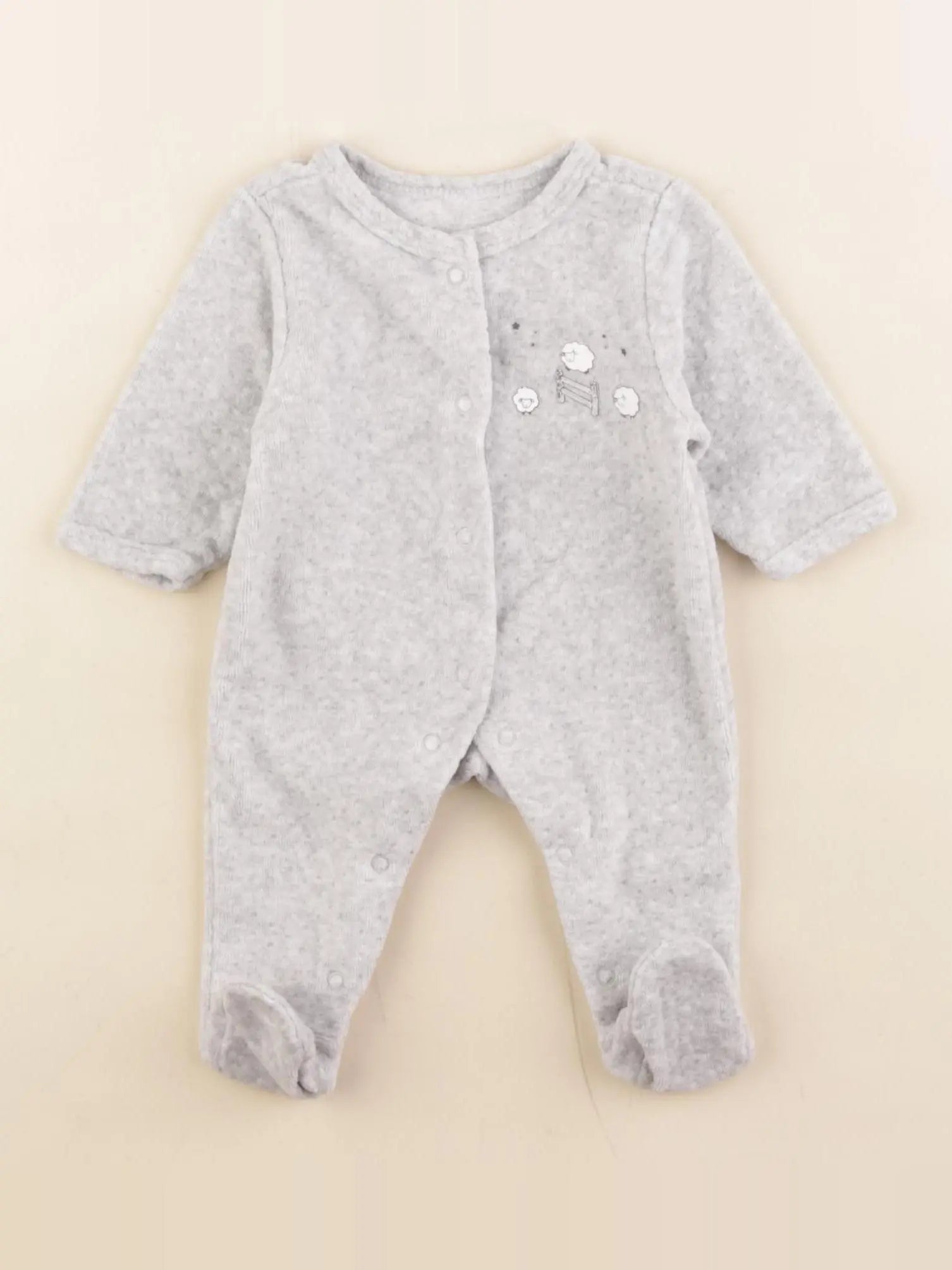 Vertbaudet - pyjama velours gris - 0 mois