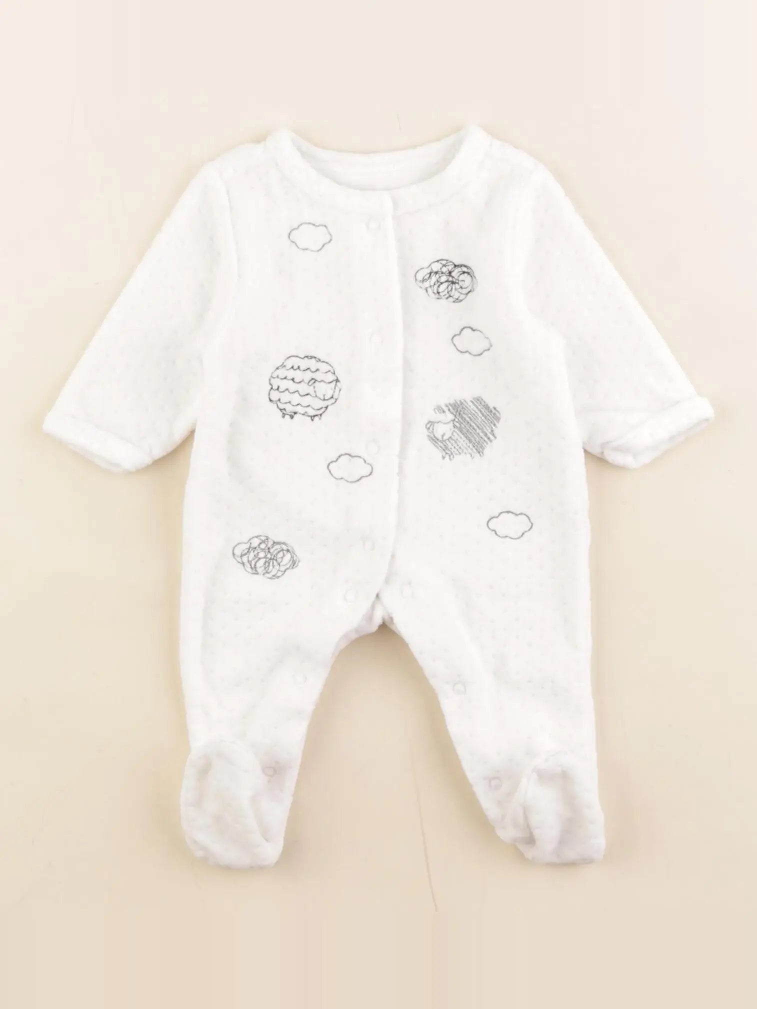 Vertbaudet - pyjama velours blanc - 0 mois