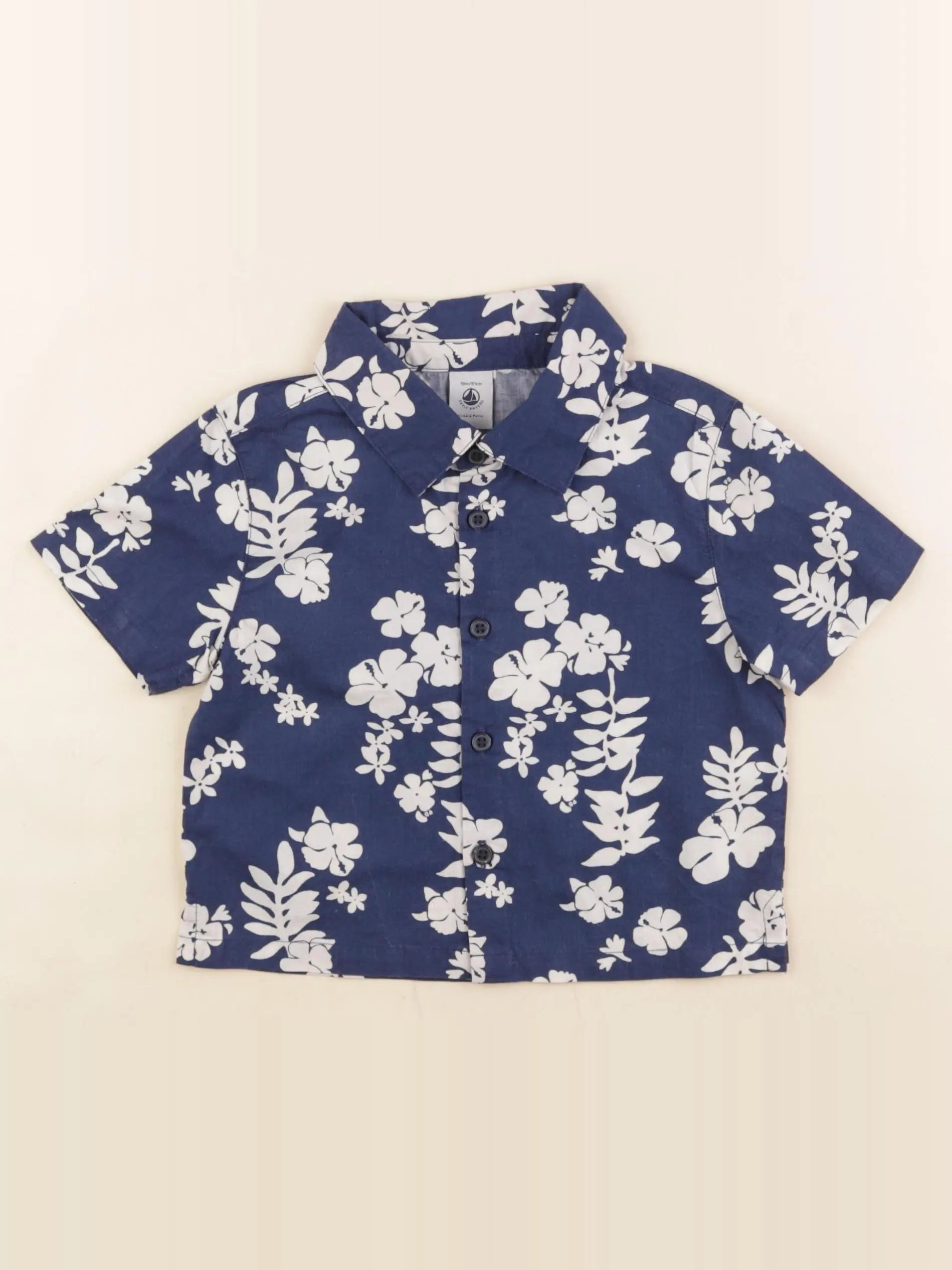Petit Bateau - chemise bleu - 18 mois