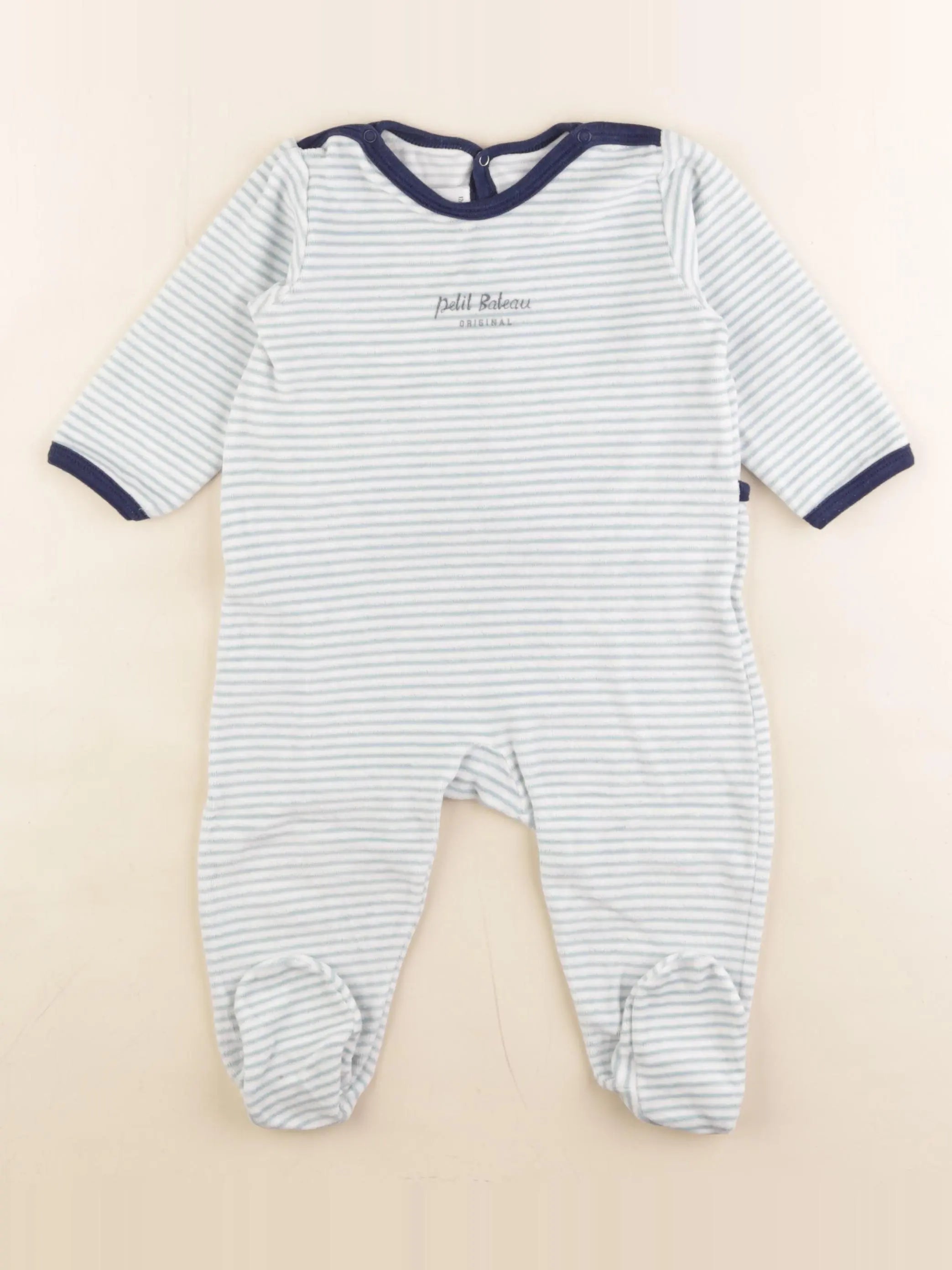 Petit Bateau - pyjama velours bleu - 12 mois