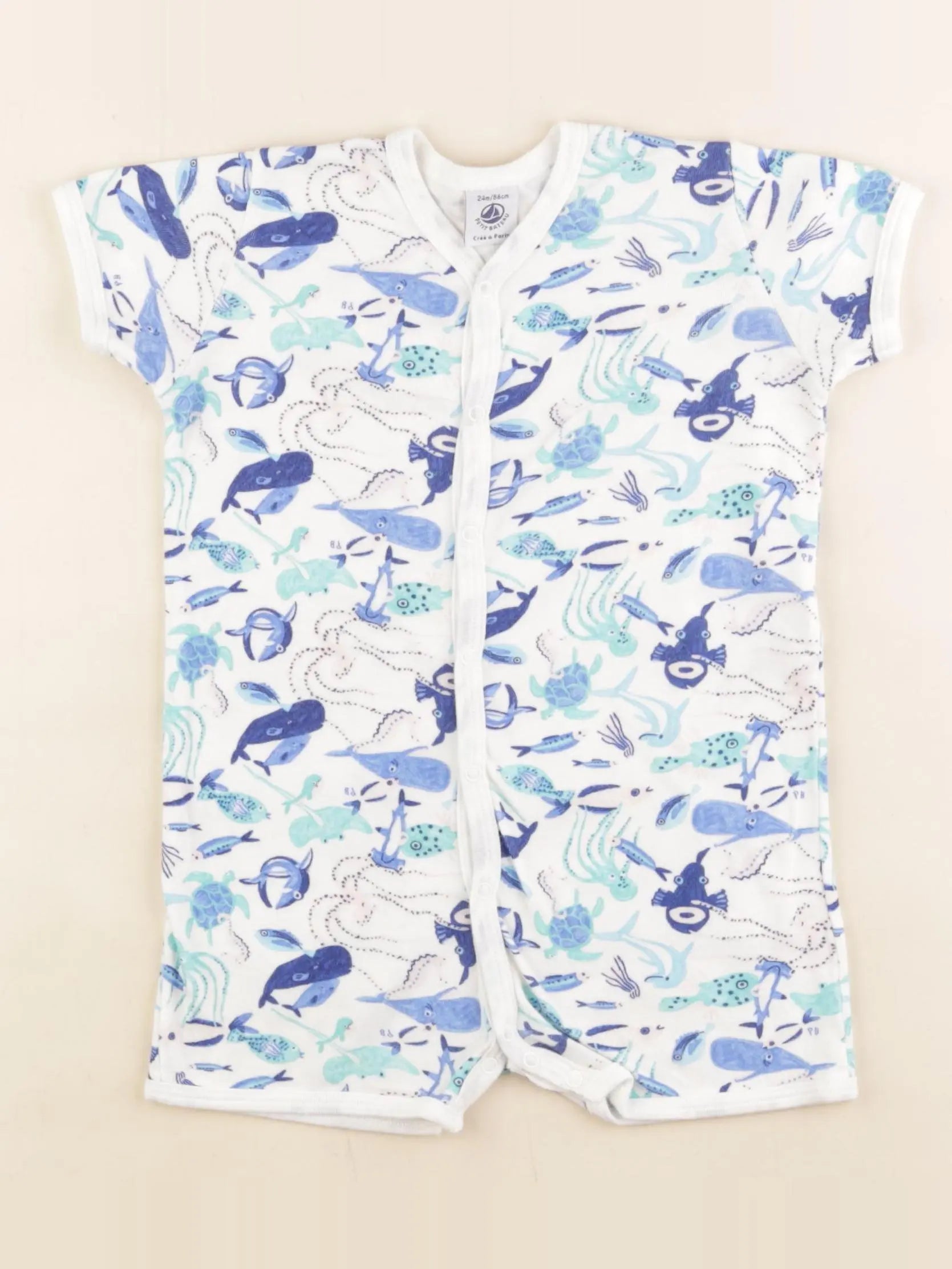 Petit Bateau - pyjama coton bleu - 24 mois