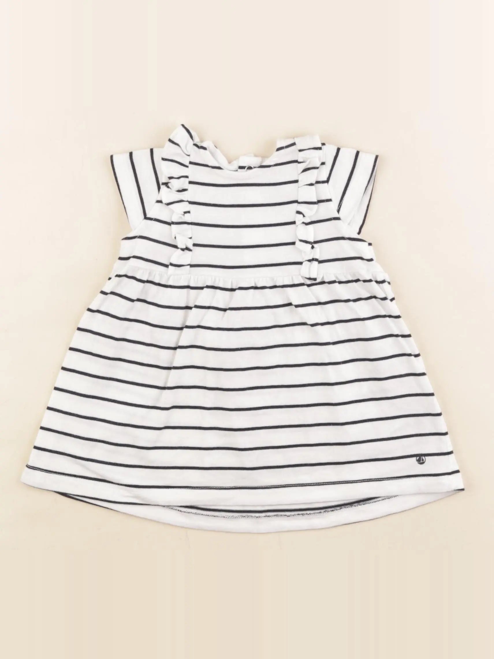 Petit Bateau - robe blanc, bleu - 3 mois