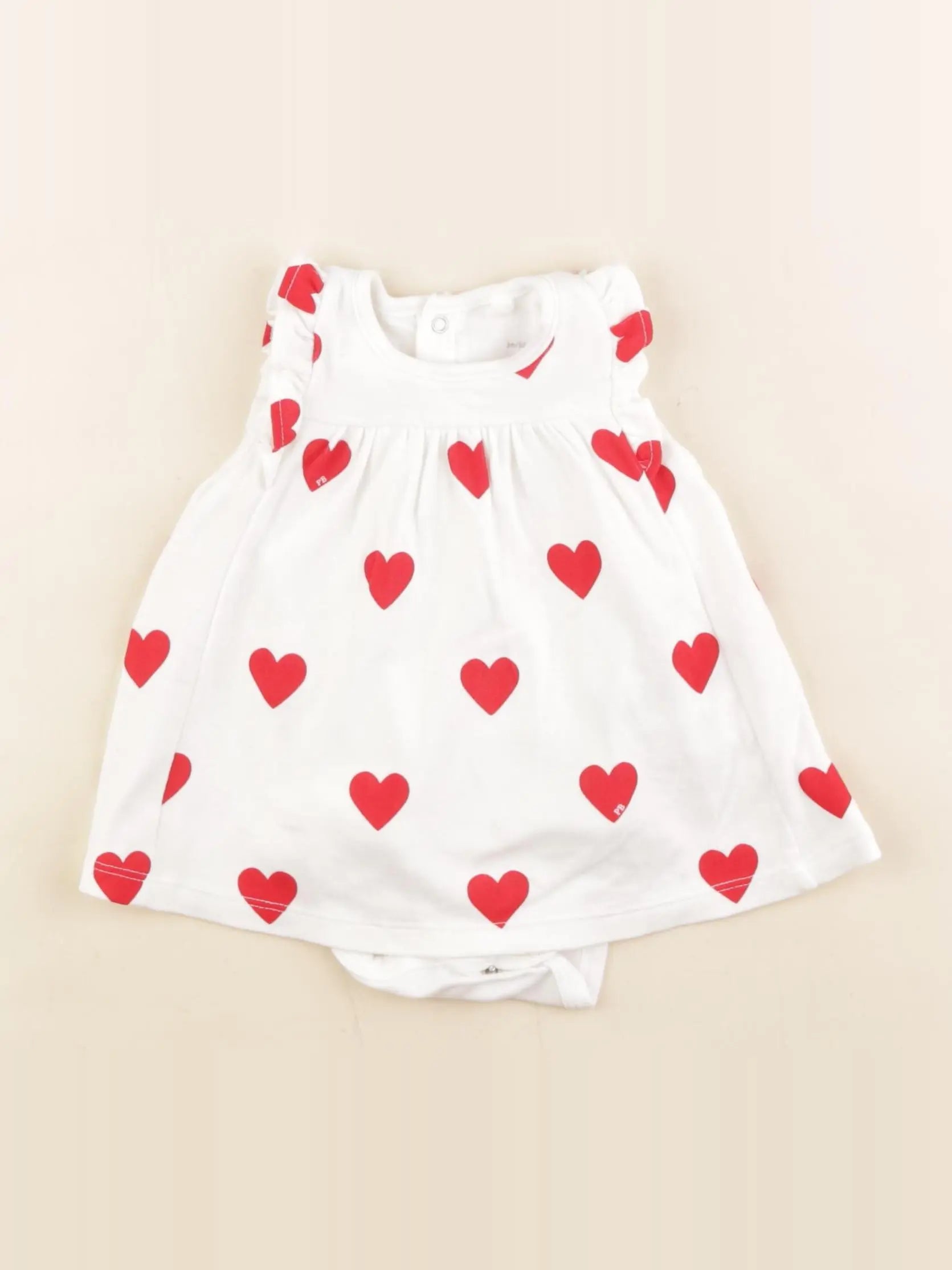 Petit Bateau - body robe blanc, rouge - 3 mois