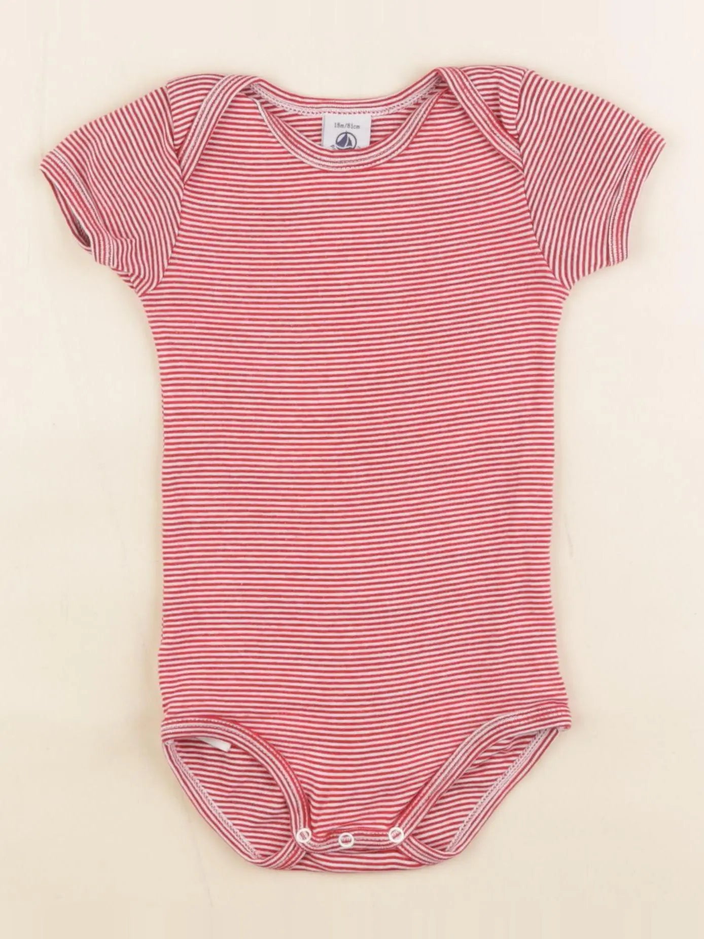 Petit Bateau - body rouge, blanc - 18 mois