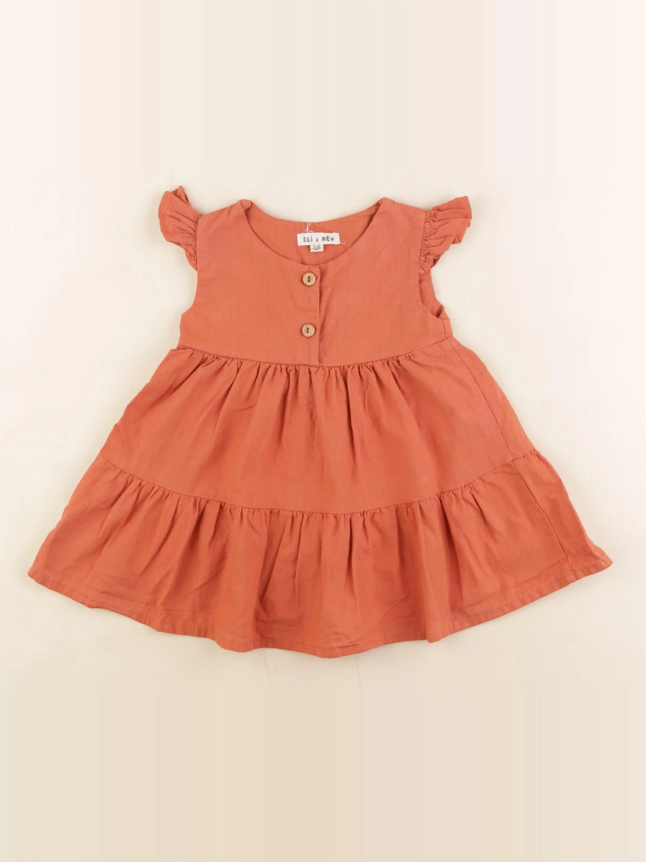 Eli & Nev - robe orange - 3/6 mois