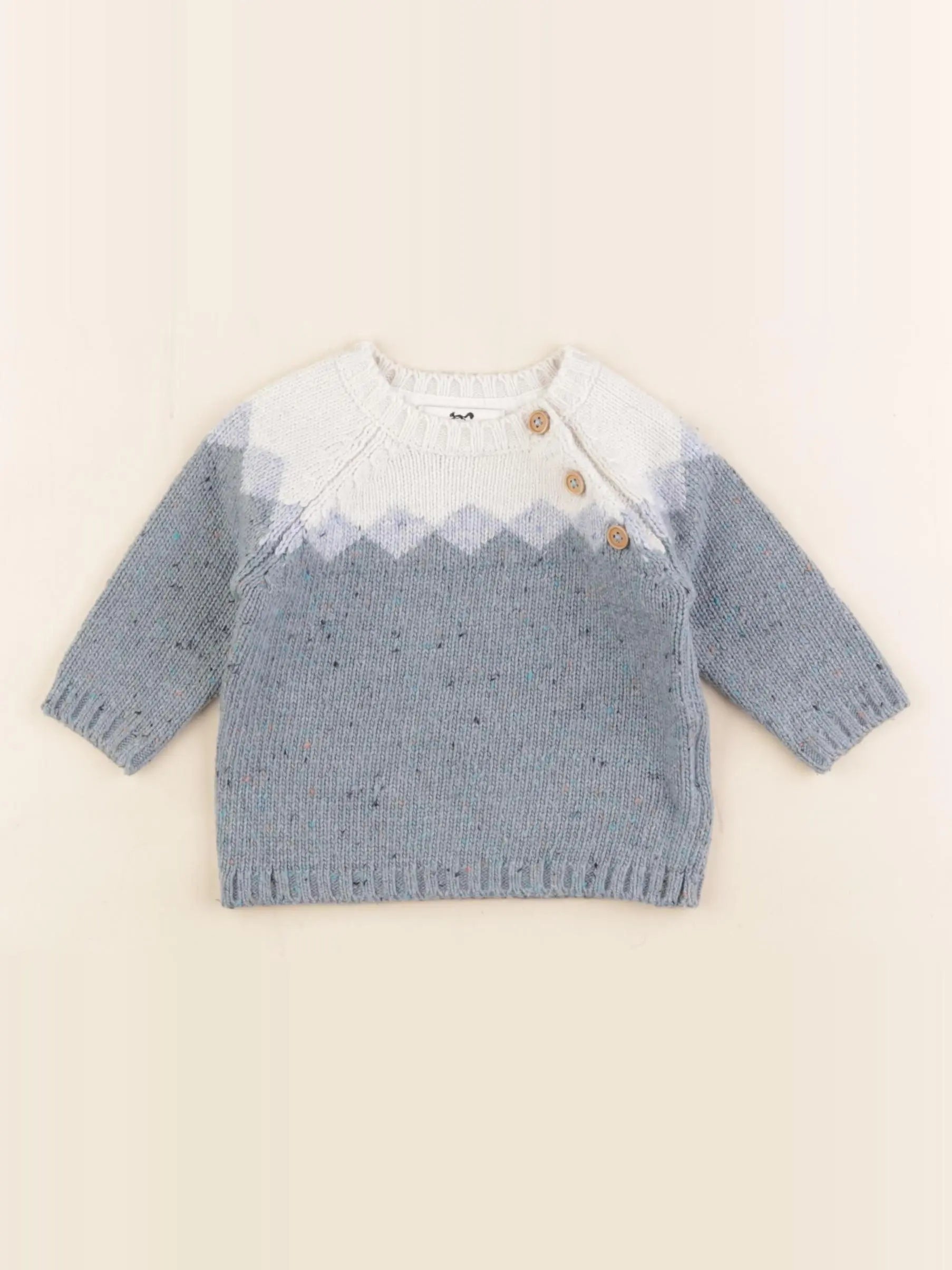 Cyrillus - pull bleu, blanc - 3 mois