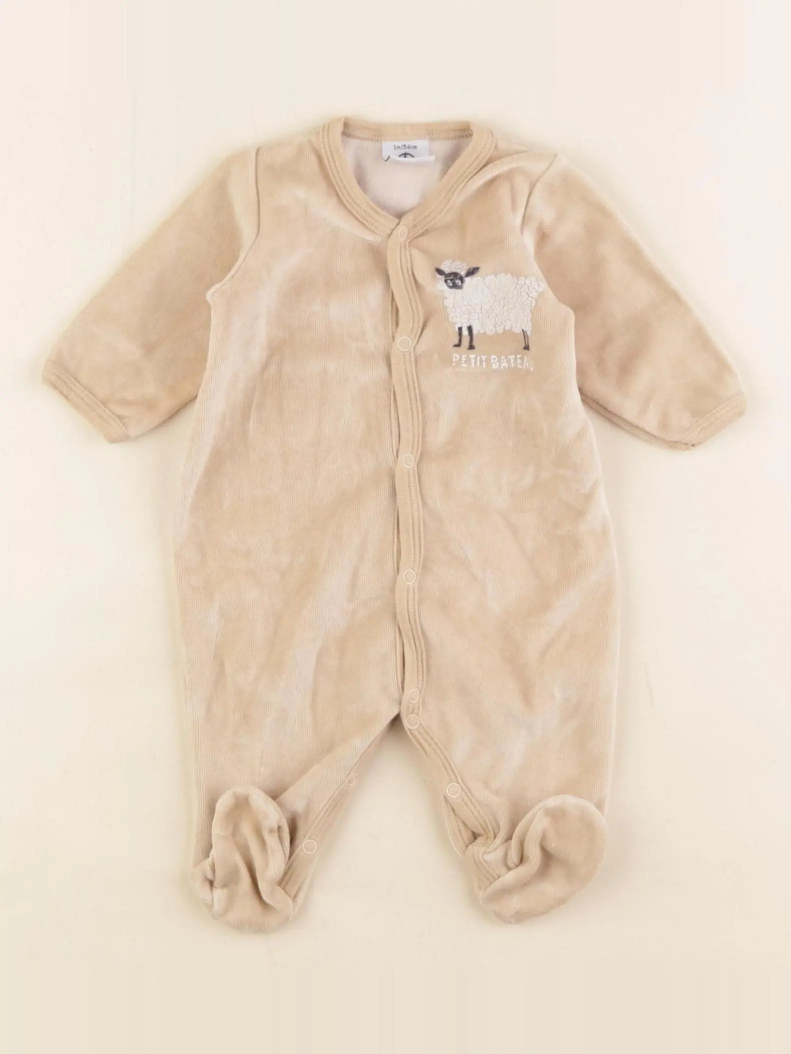 Petit Bateau - pyjama velours marron - 1 mois