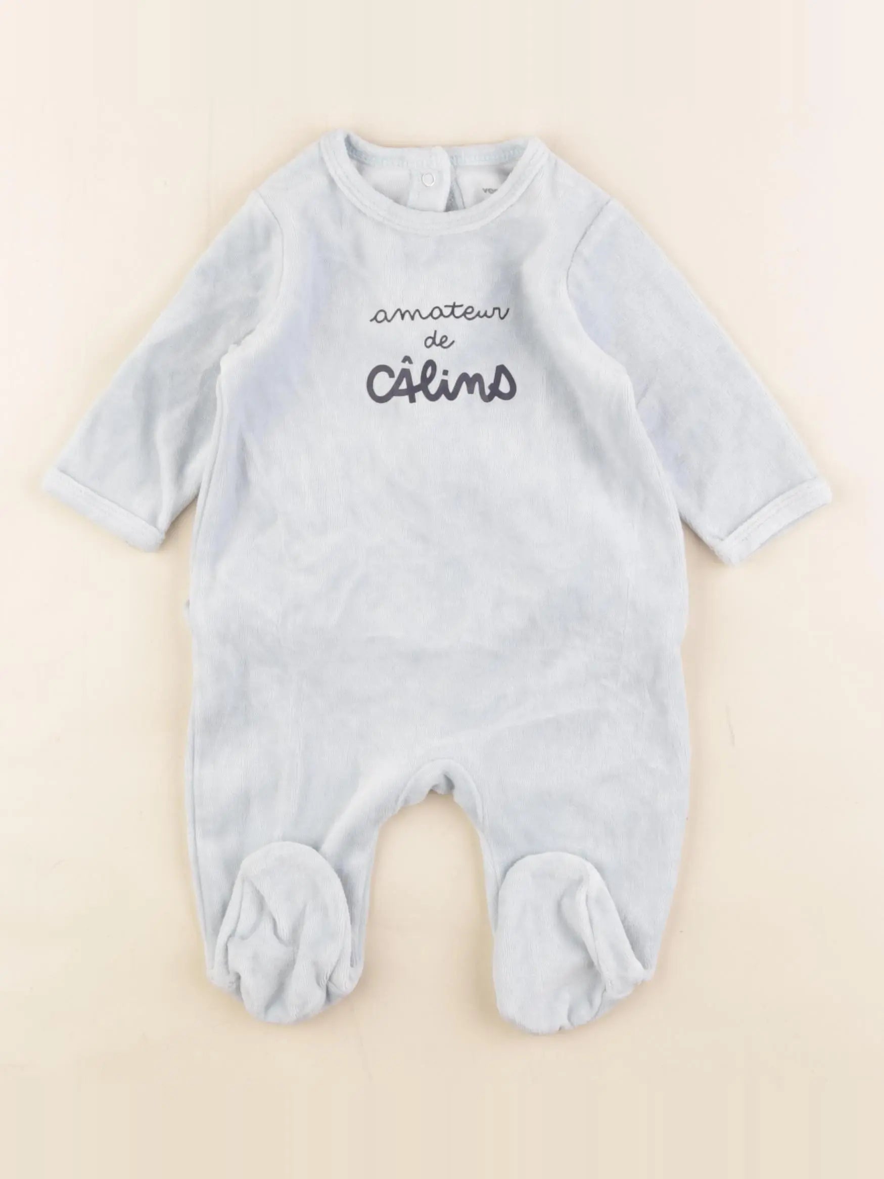 Vertbaudet - pyjama velours bleu - 3 mois