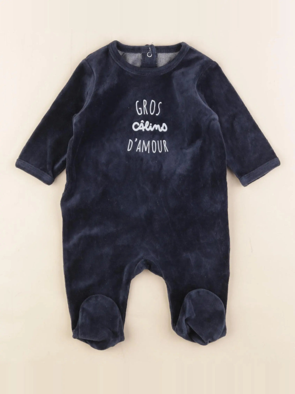 Vertbaudet - pyjama velours bleu - 3 mois