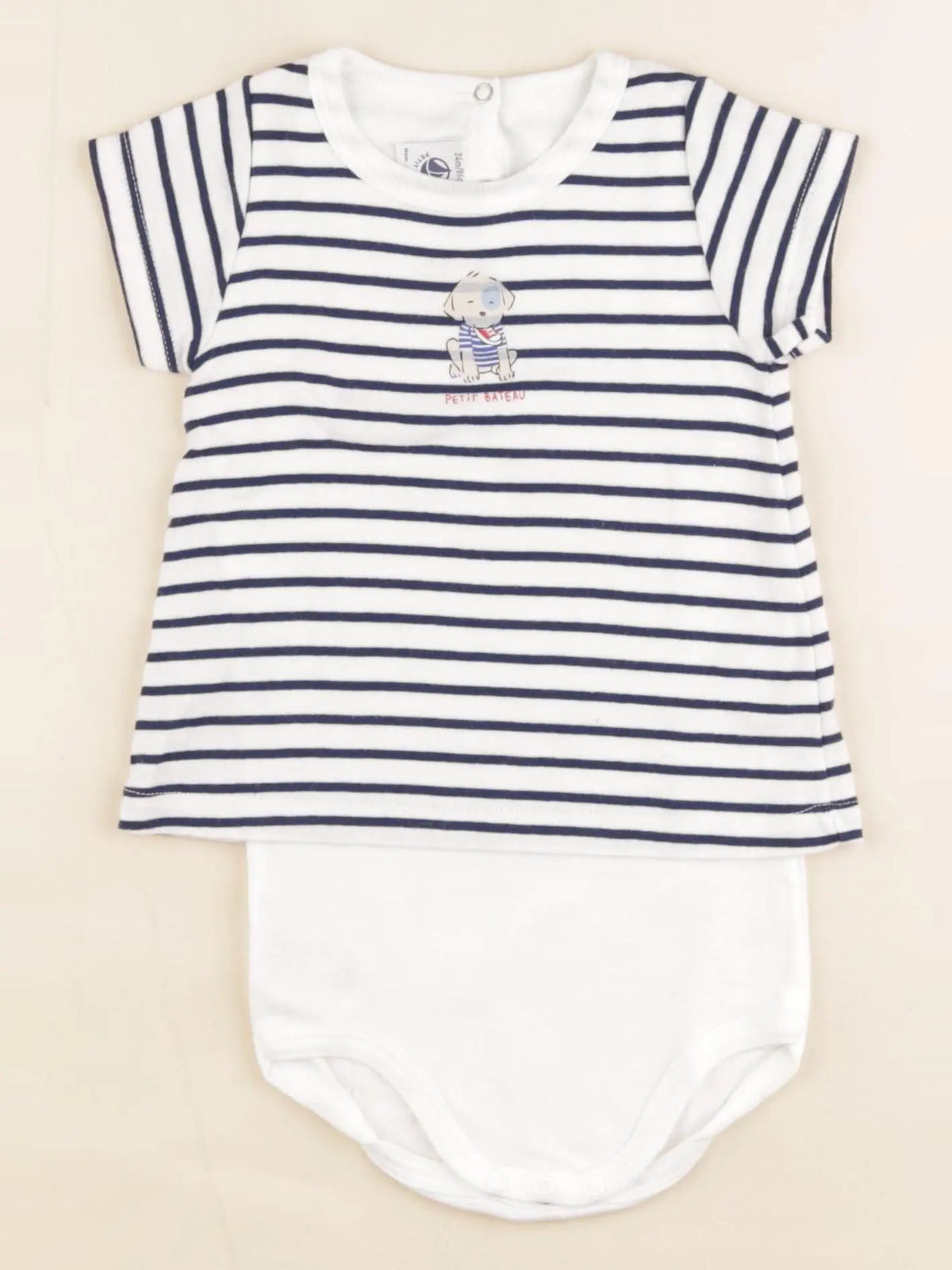 Petit Bateau - body tee-shirt bleu, blanc - 24 mois