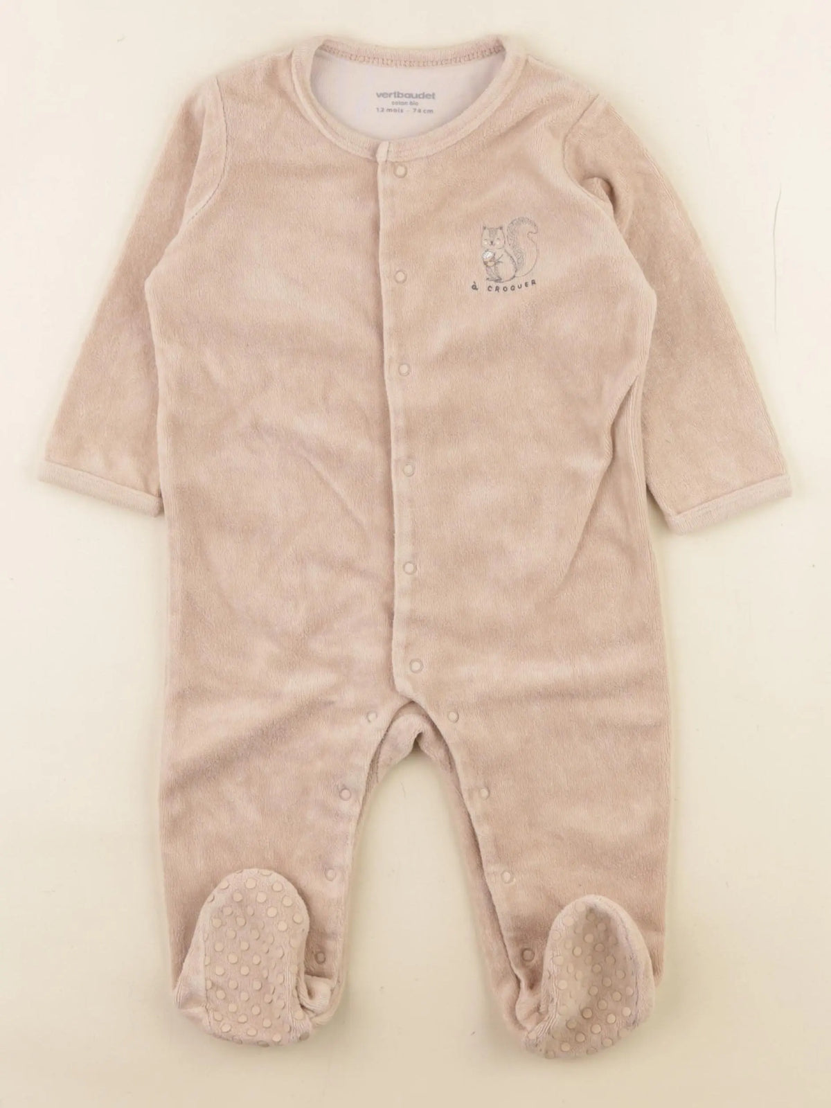 Vertbaudet - pyjama velours marron - 12 mois