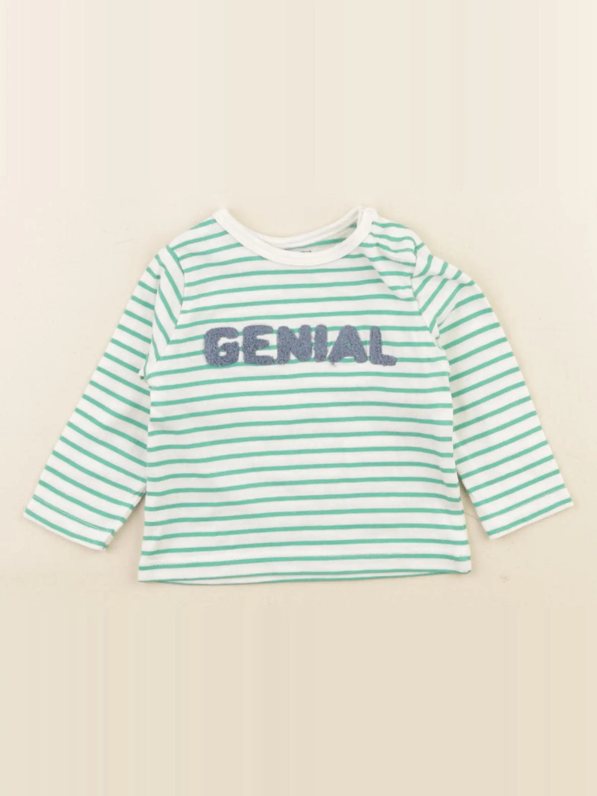 Vertbaudet - tee-shirt vert, blanc - 3 mois