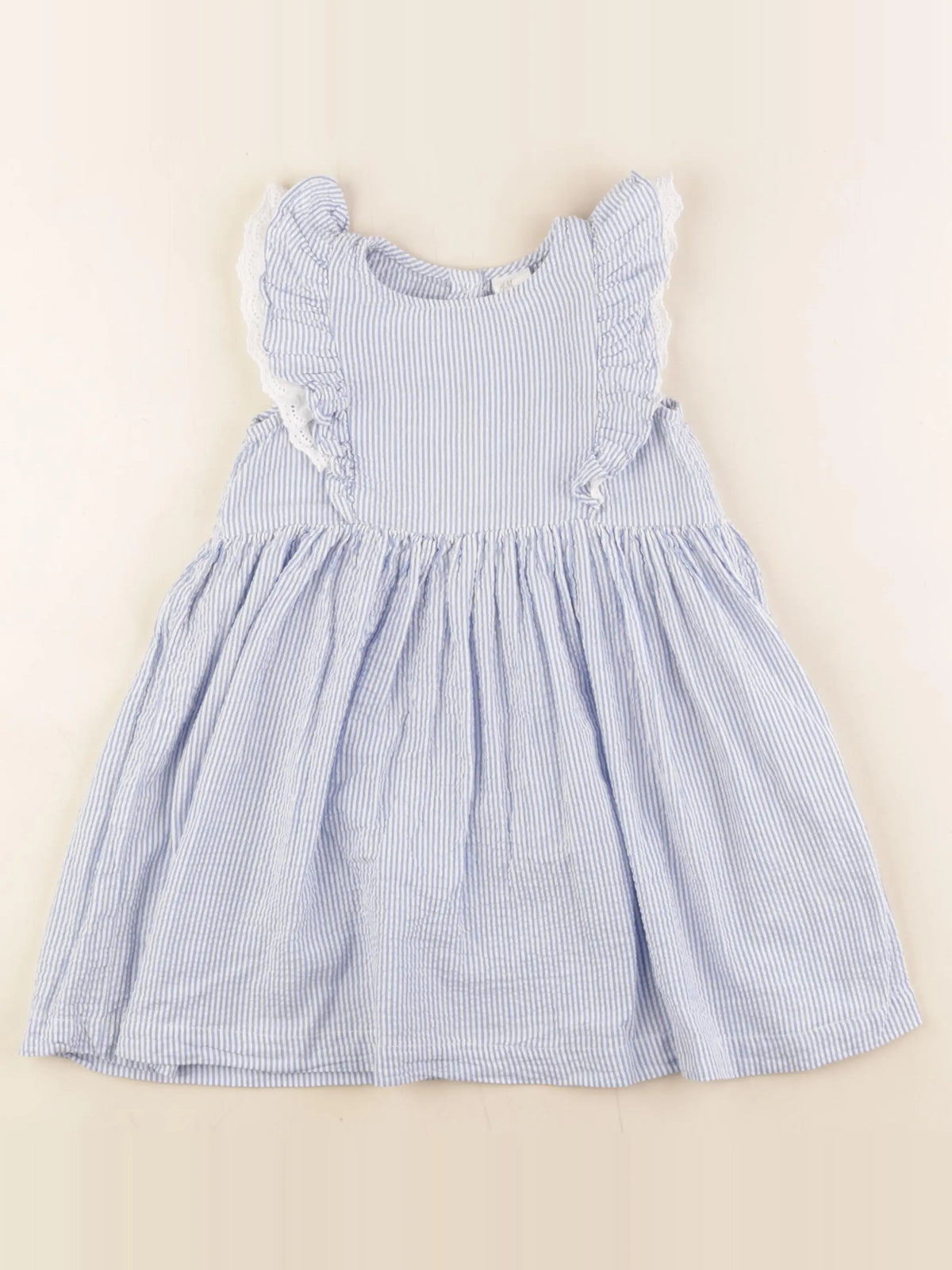 H&M - robe blanc, bleu - 2/3 ans
