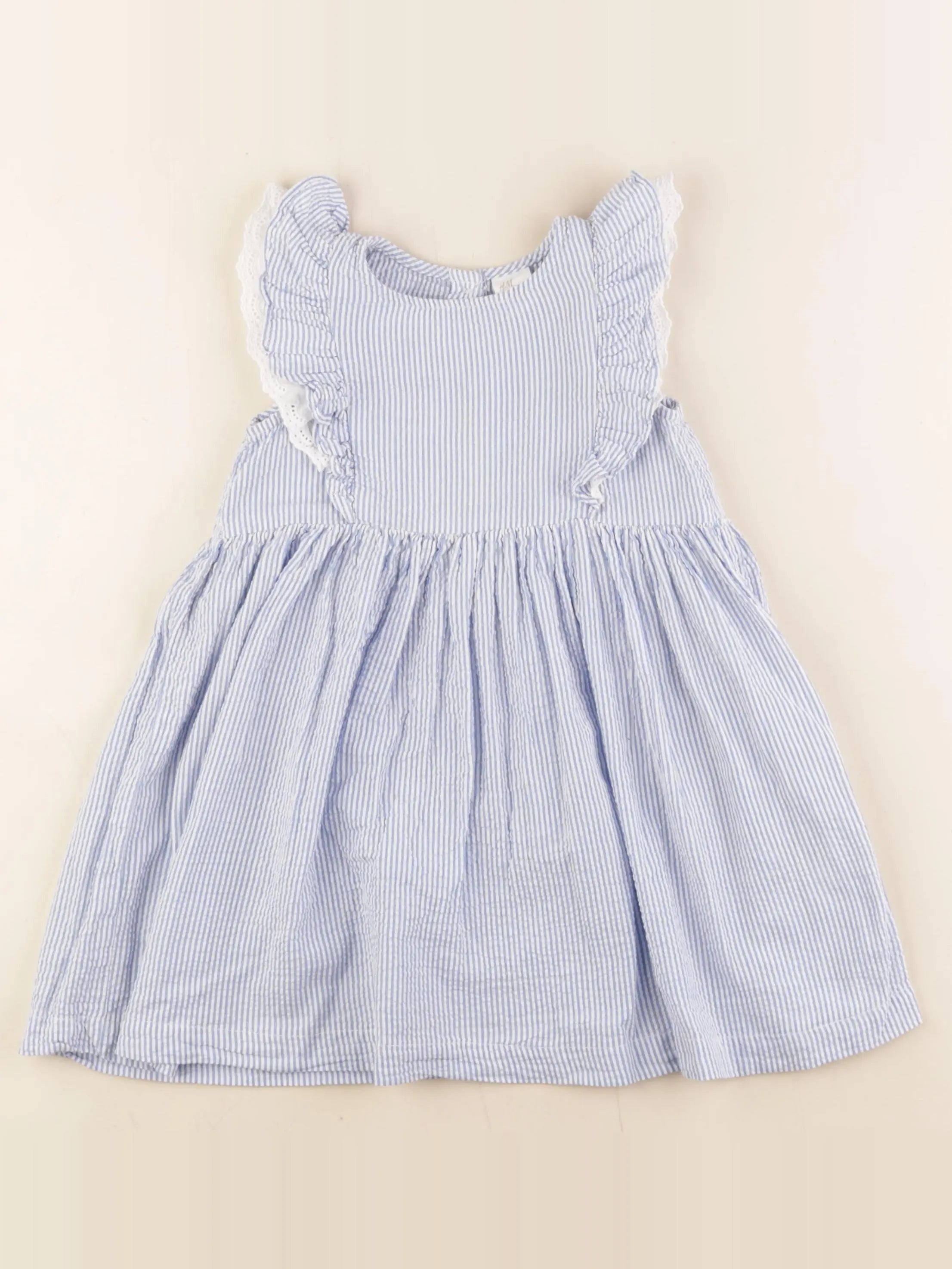 H&M - robe blanc, bleu - 2/3 ans