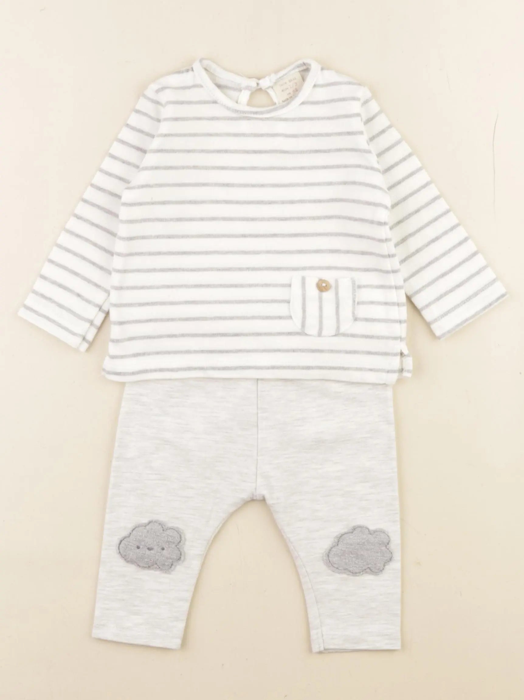 Zara - ensemble blanc, gris - 1/3 mois