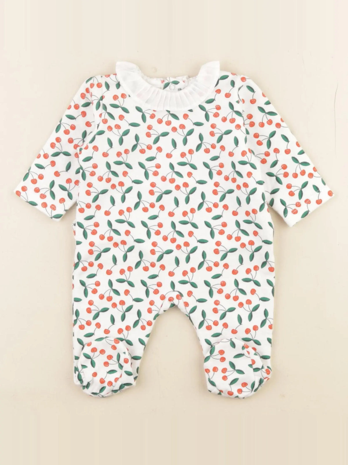 Boutchou - pyjama coton blanc, rouge - 1 mois