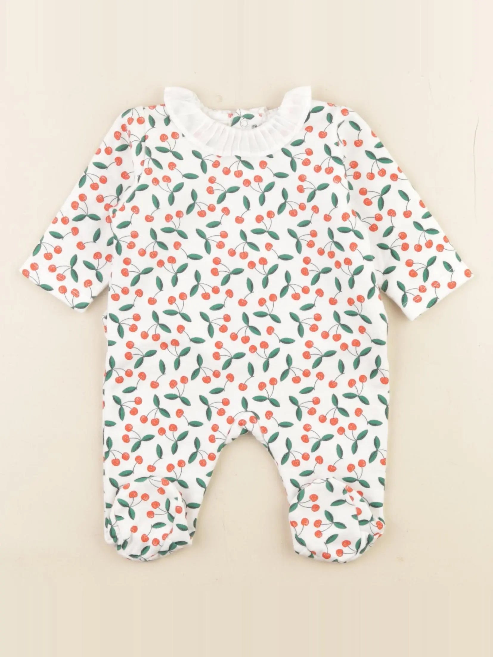Boutchou - pyjama coton blanc, rouge - 1 mois