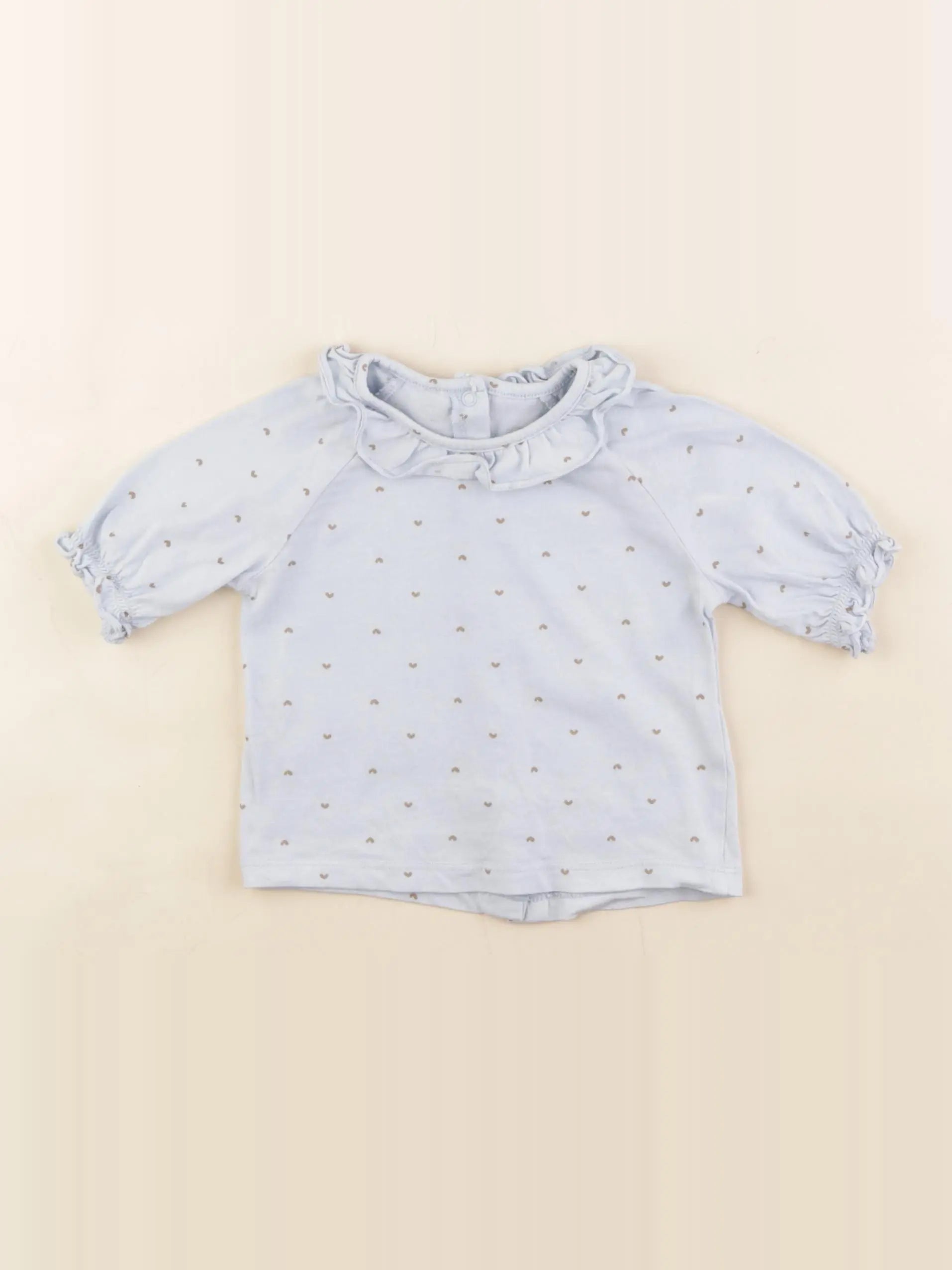 Vertbaudet - tee-shirt bleu, or - 9 mois