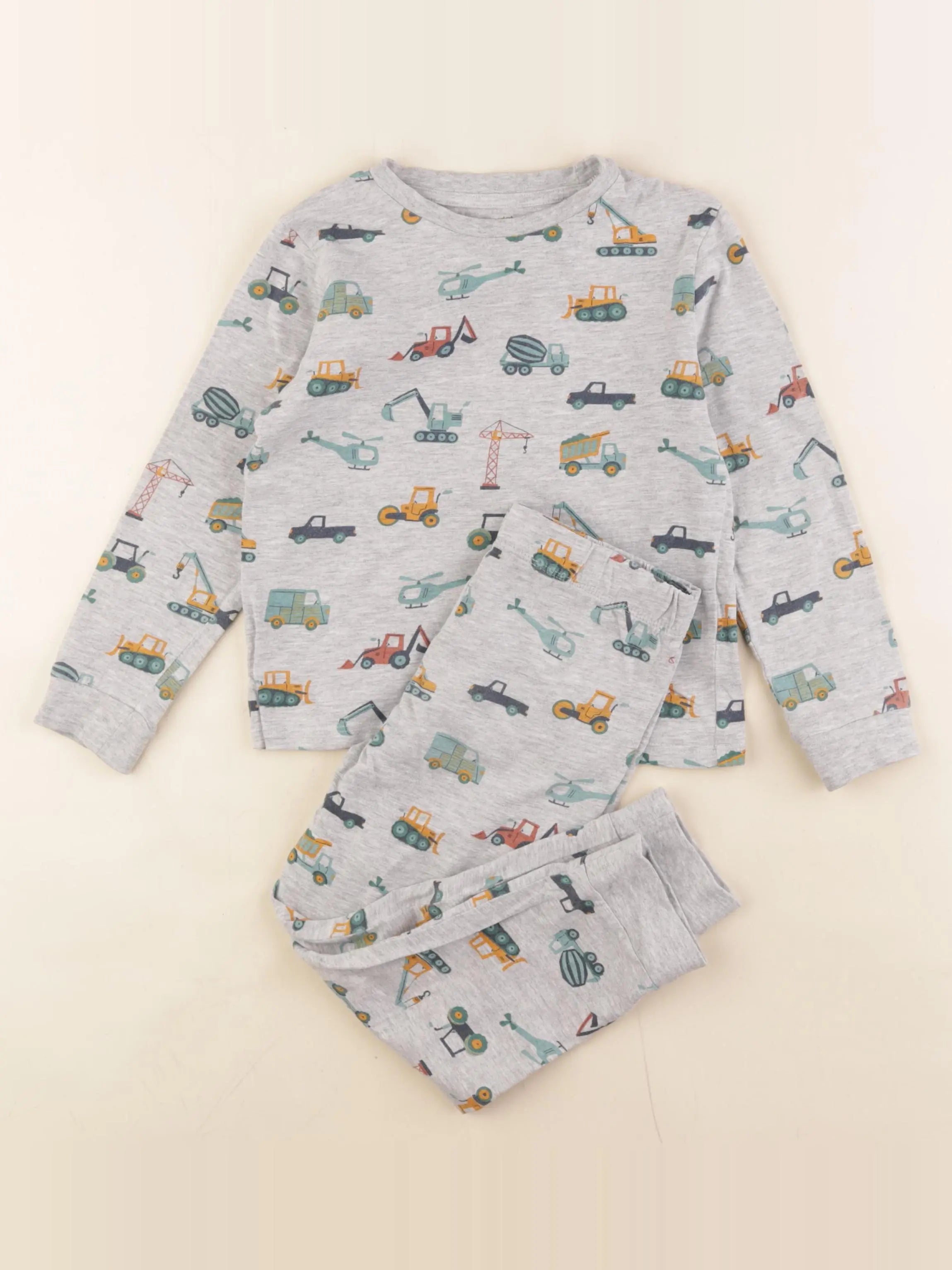 Vertbaudet - pyjama coton gris, vert - 5 ans