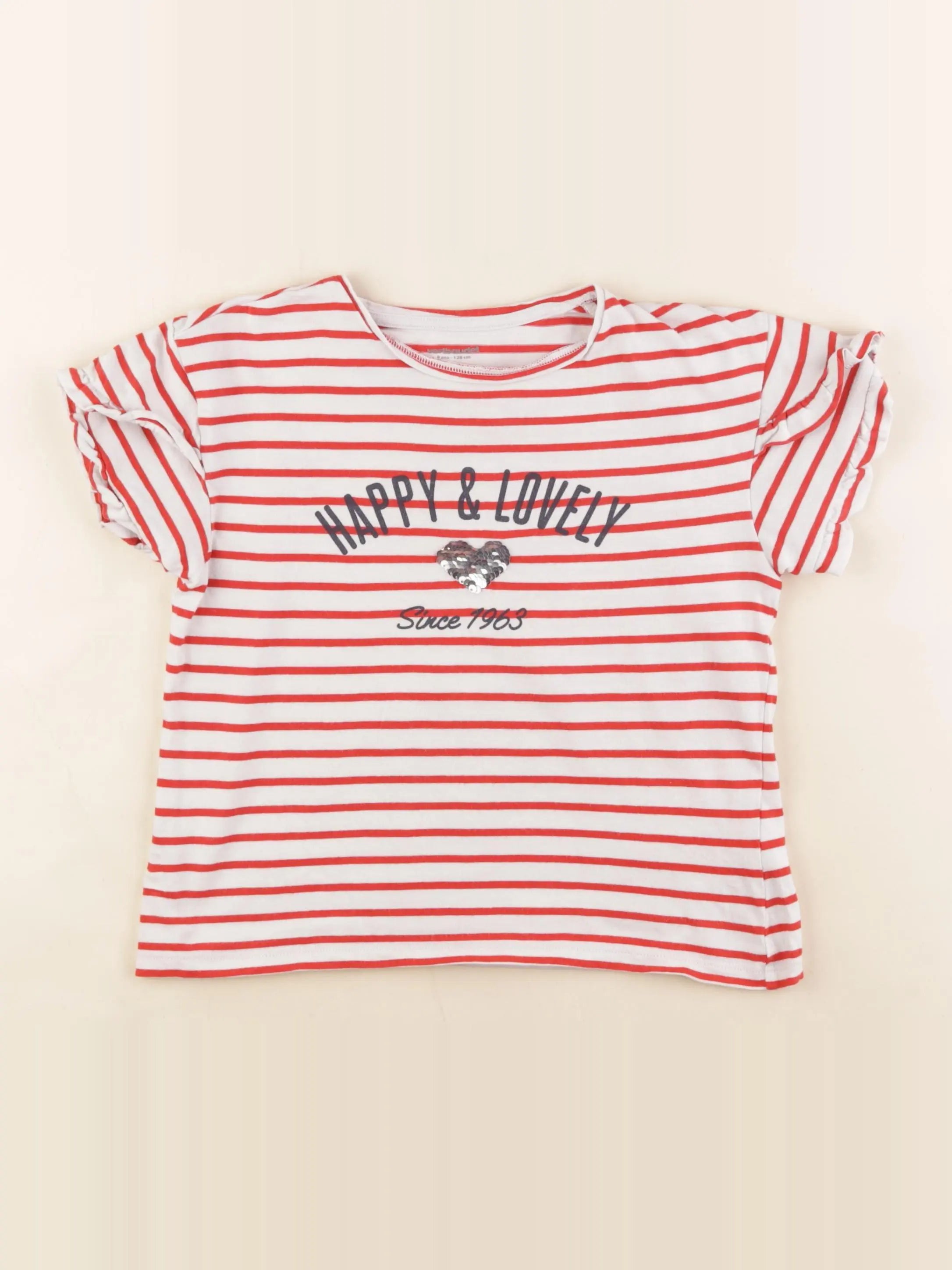 Vertbaudet - tee-shirt blanc, rouge - 8 ans