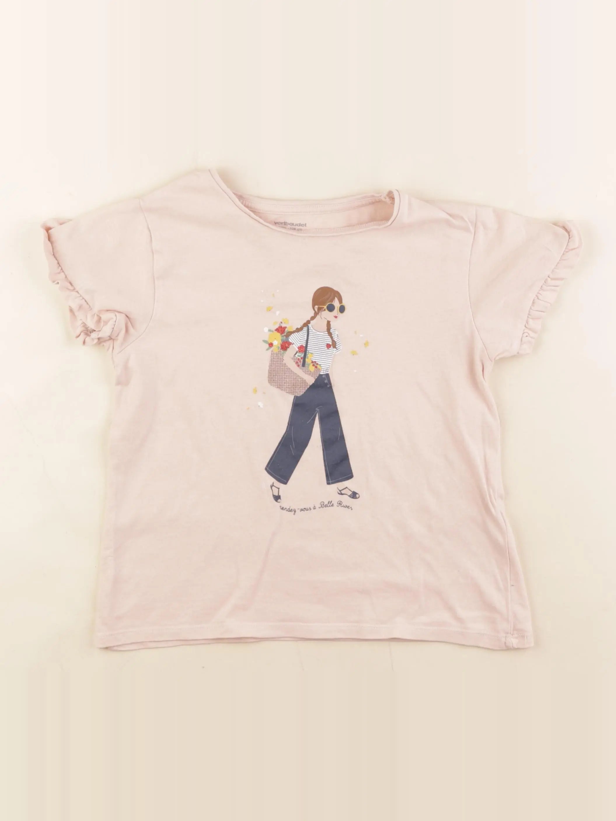 Vertbaudet - tee-shirt rose - 8 ans