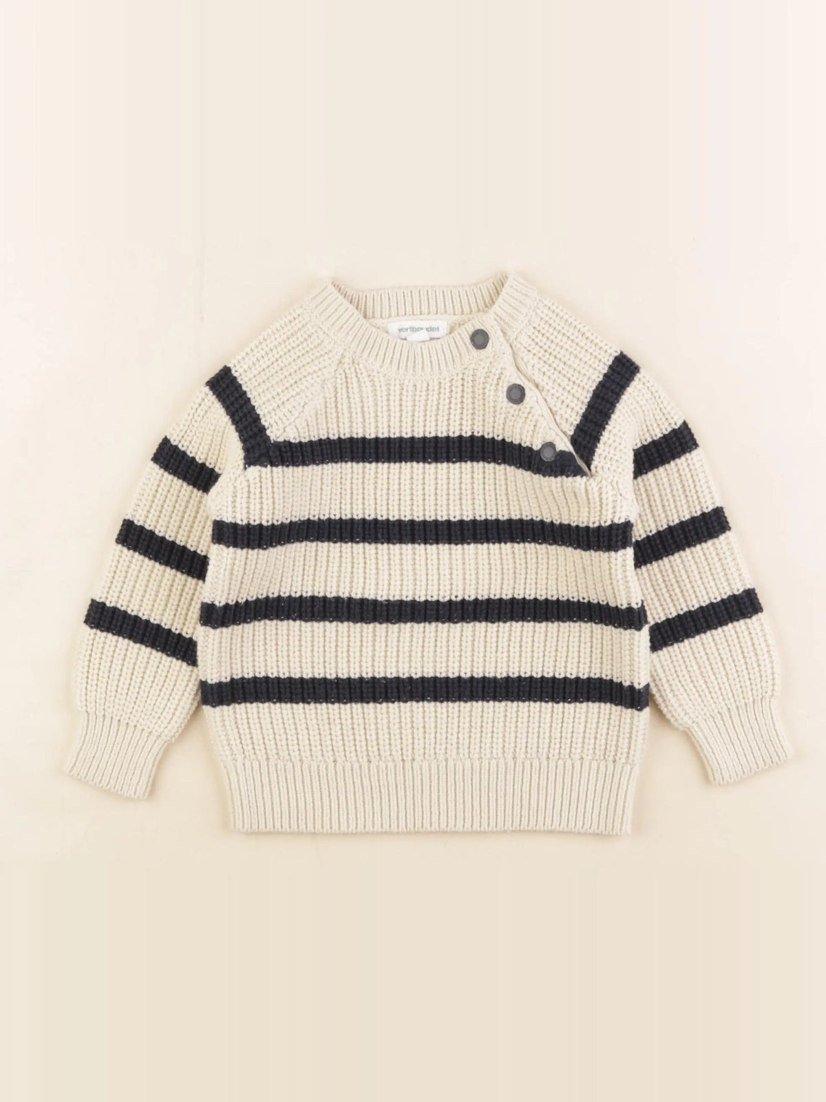 Vertbaudet - pull bleu, beige - 2 ans