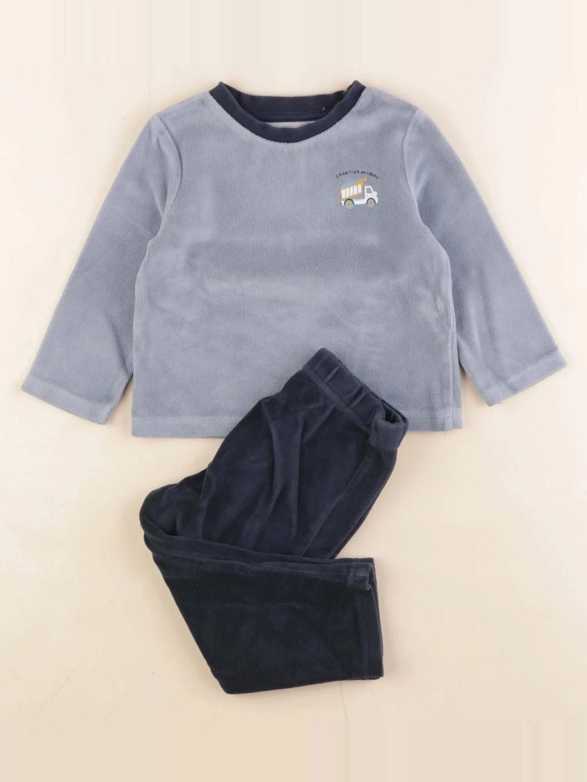 Vertbaudet - pyjama velours bleu - 2 ans