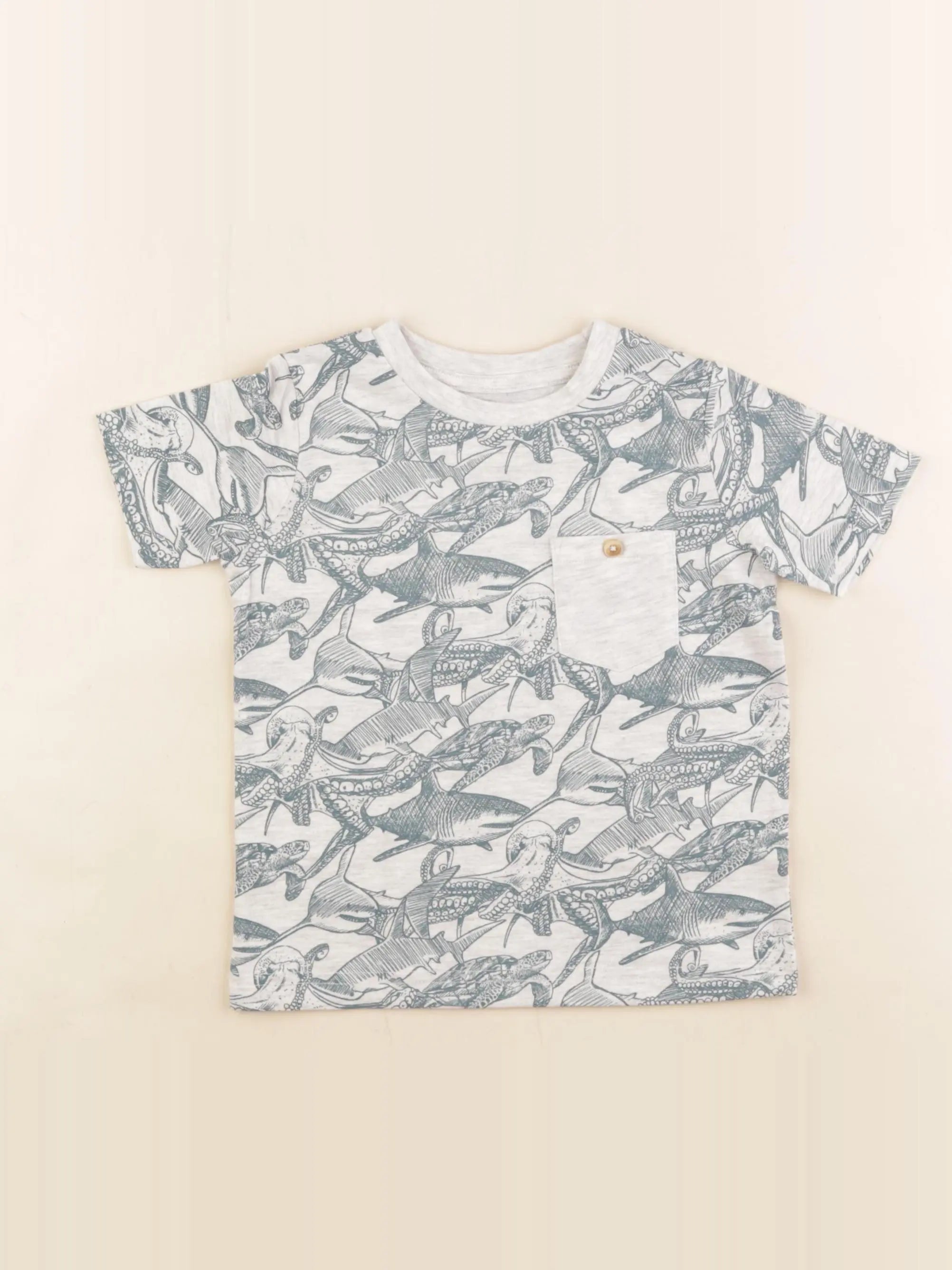 Vertbaudet - tee-shirt gris, bleu - 2 ans