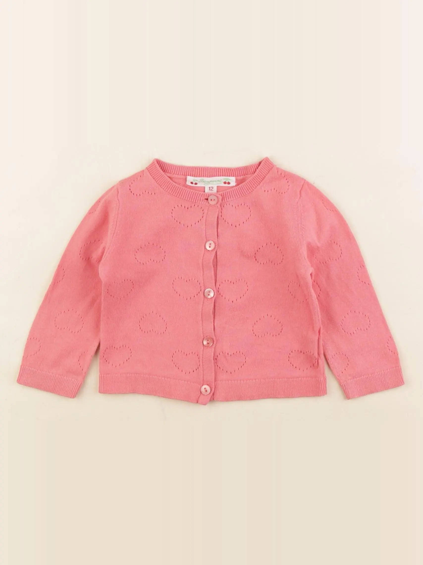 Bonpoint - gilet rose - 12 mois