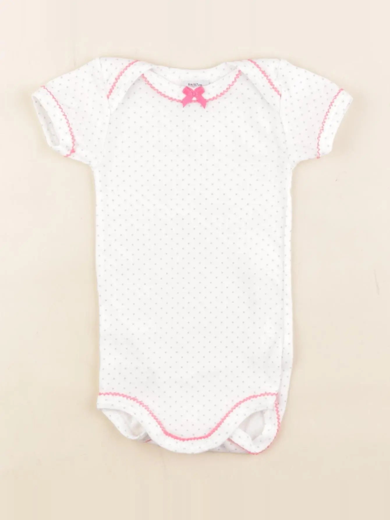 Petit Bateau - body blanc, gris - 6 mois