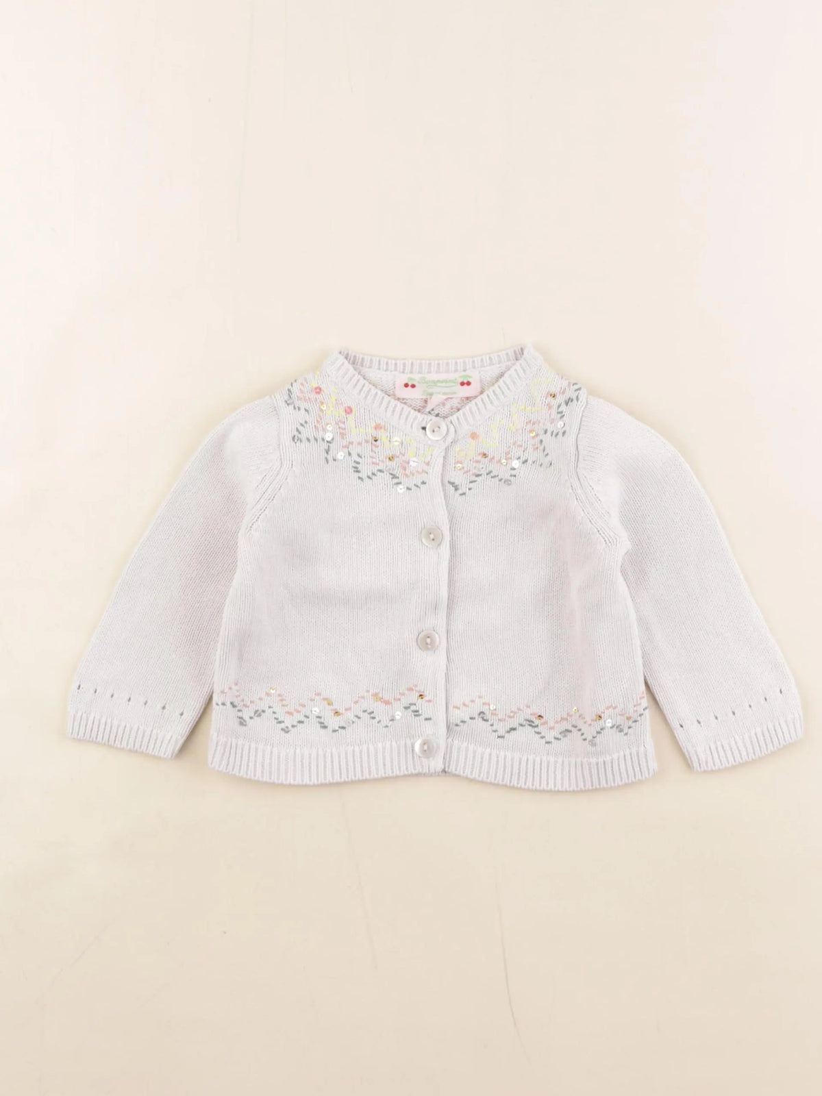 Bonpoint - gilet beige - 12 mois